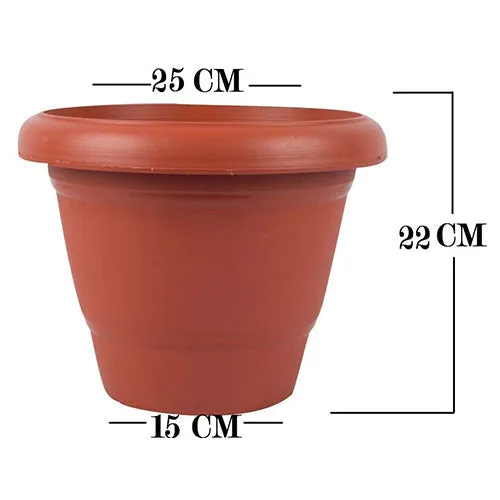 0822 Garden Heavy Plastic Planter Pot / Gamla  (Brown, Pack of 1)