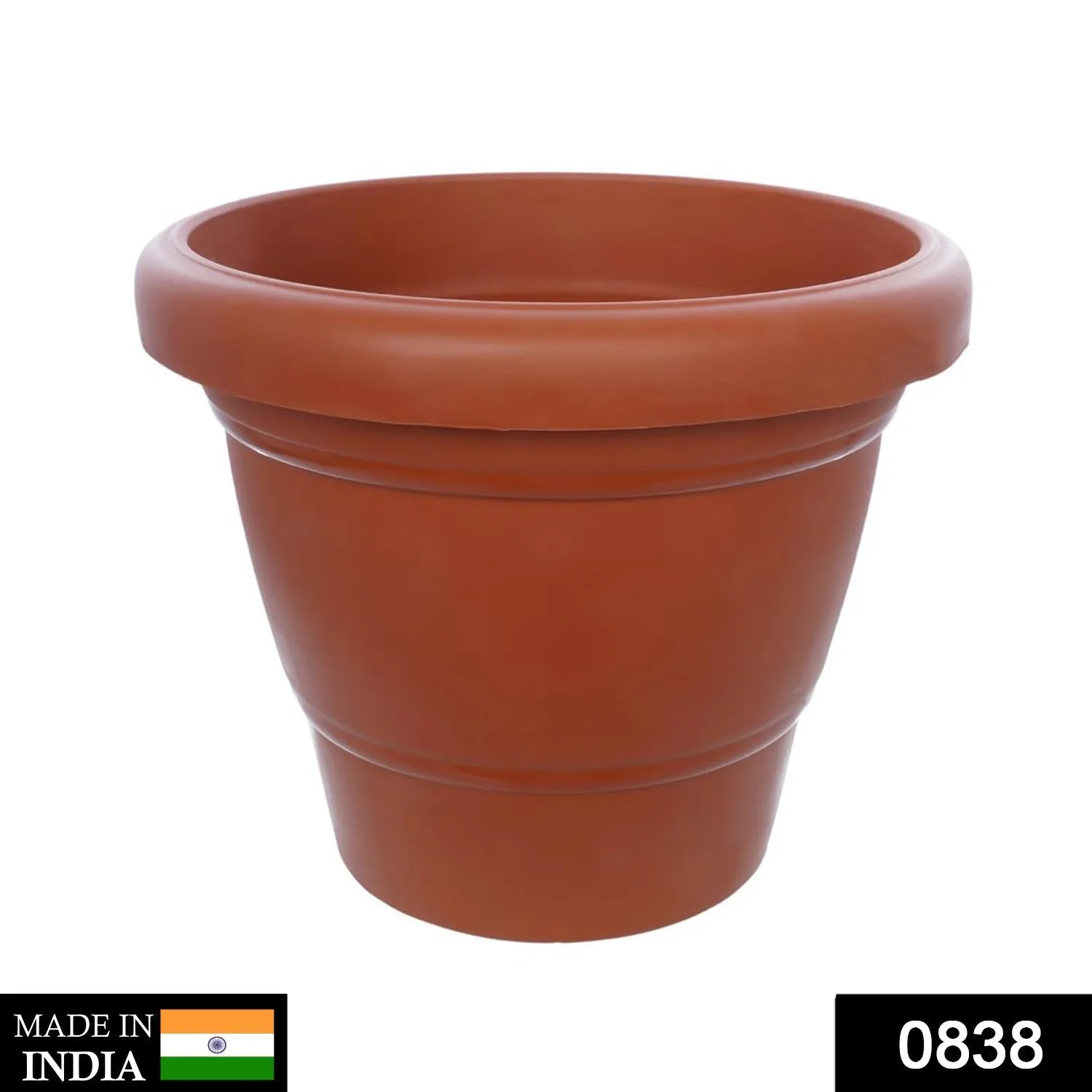 0838 Garden Heavy Plastic Planter Pot / Gamla 8 inch (Brown, Pack of 1,Medium )