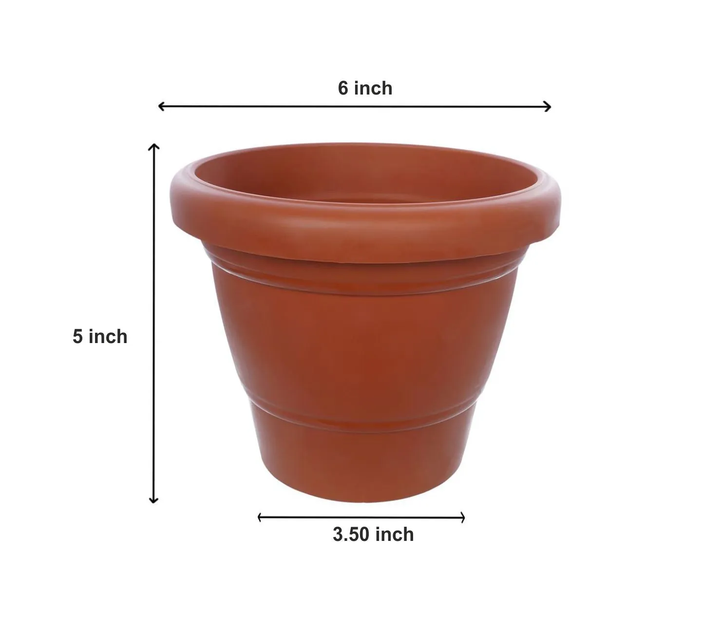 0839 Garden Heavy Plastic Planter Pot / Gamla 6 inch (Brown, Pack of 1, Small)