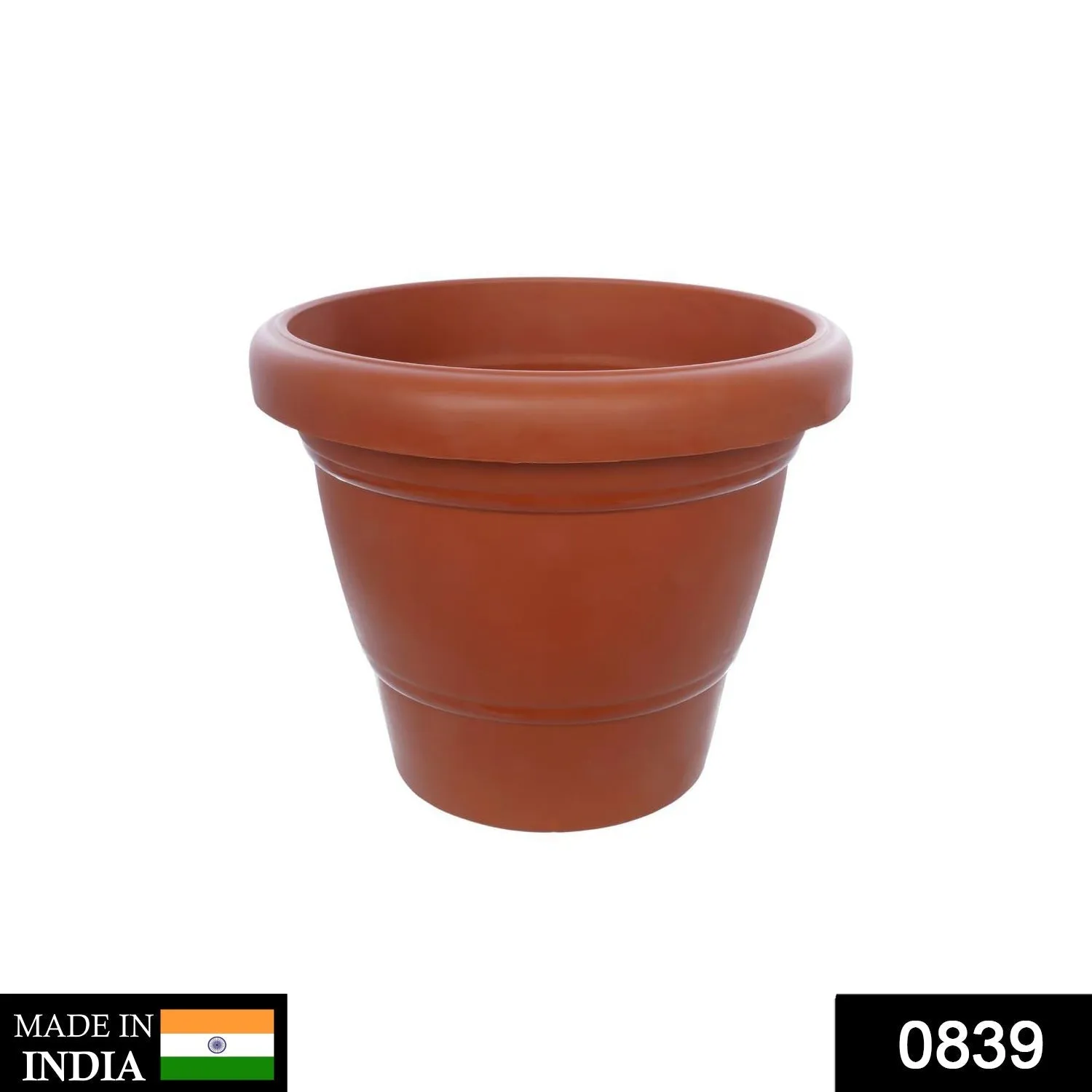 0839 Garden Heavy Plastic Planter Pot / Gamla 6 inch (Brown, Pack of 1, Small)