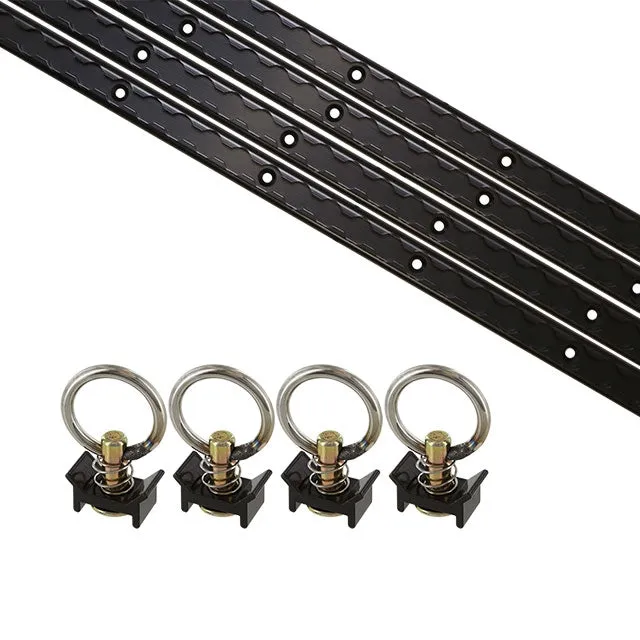 8 Piece 4' L Track Tie Down System- Black