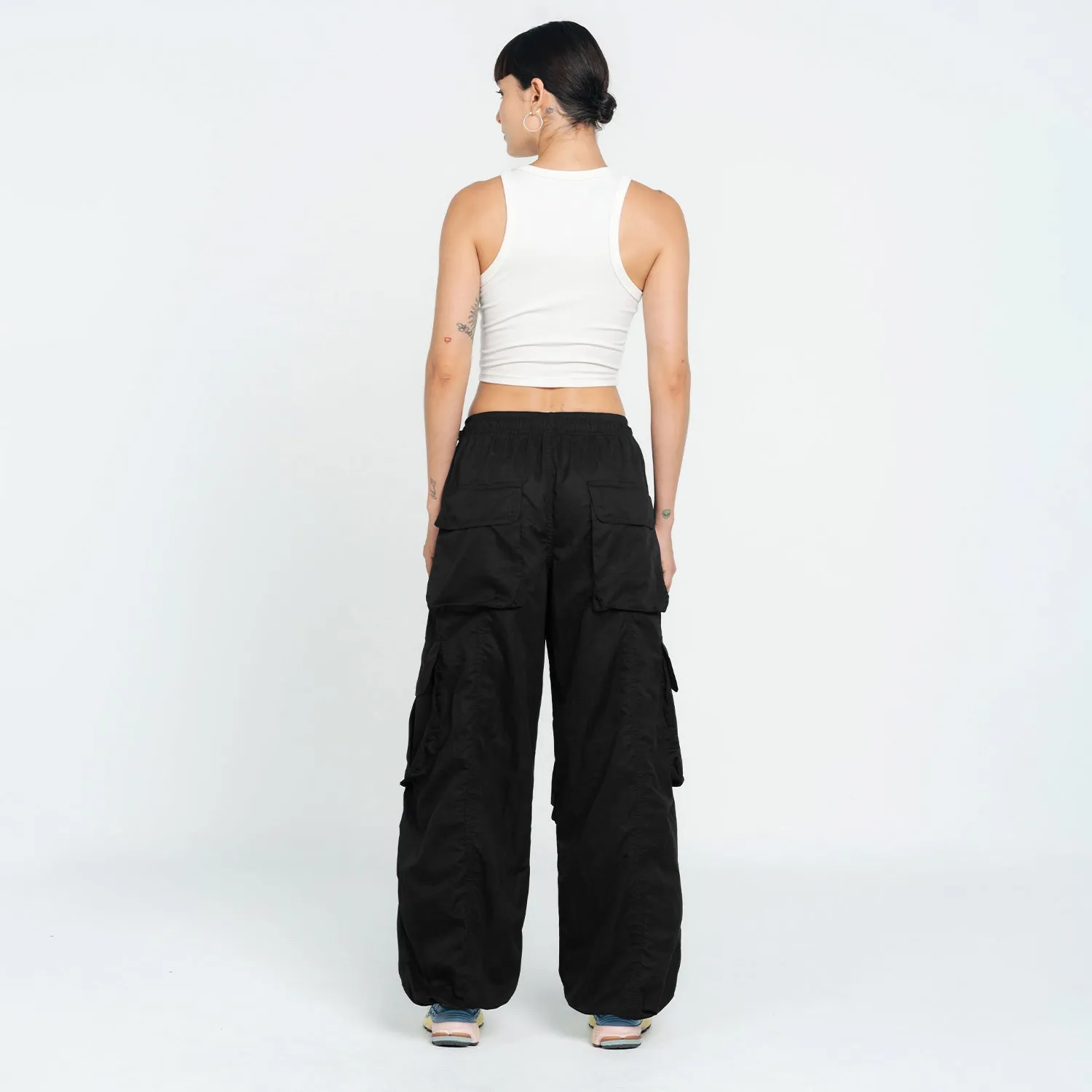 Active Parachute Cargo Pants - Black