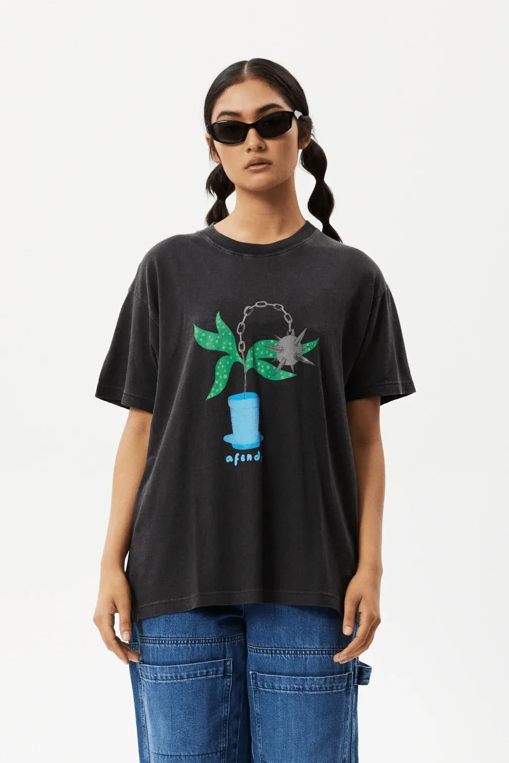 Afends elliot slay - oversized graphic t-shirt - stone black