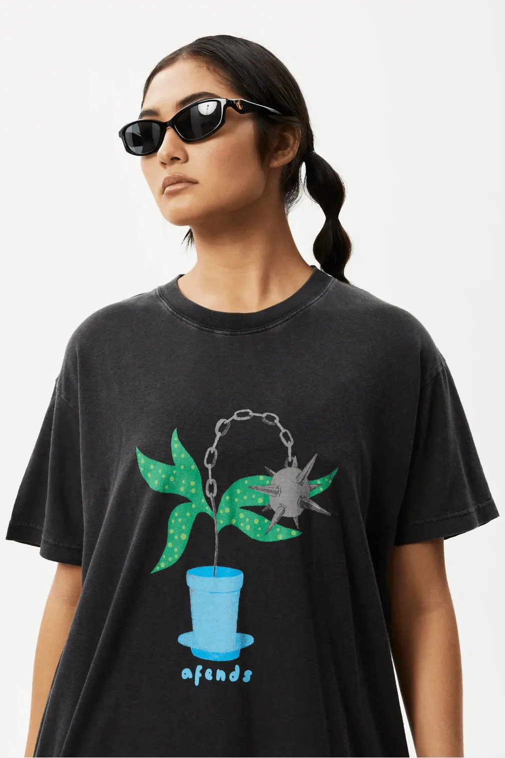 Afends elliot slay - oversized graphic t-shirt - stone black