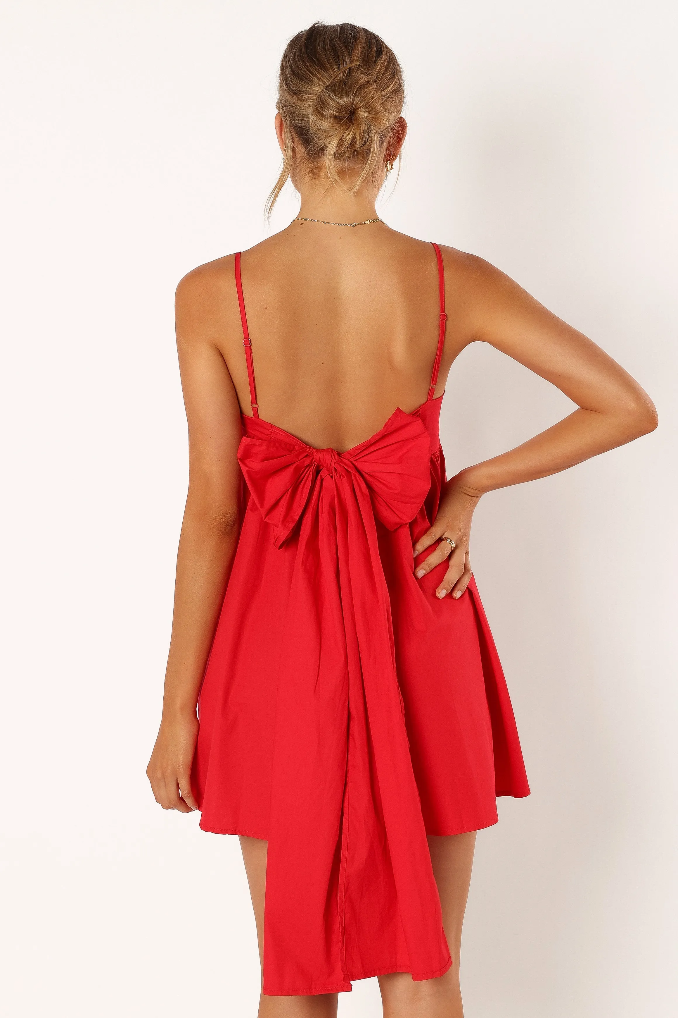 Alice Bow Back Mini Dress - Red