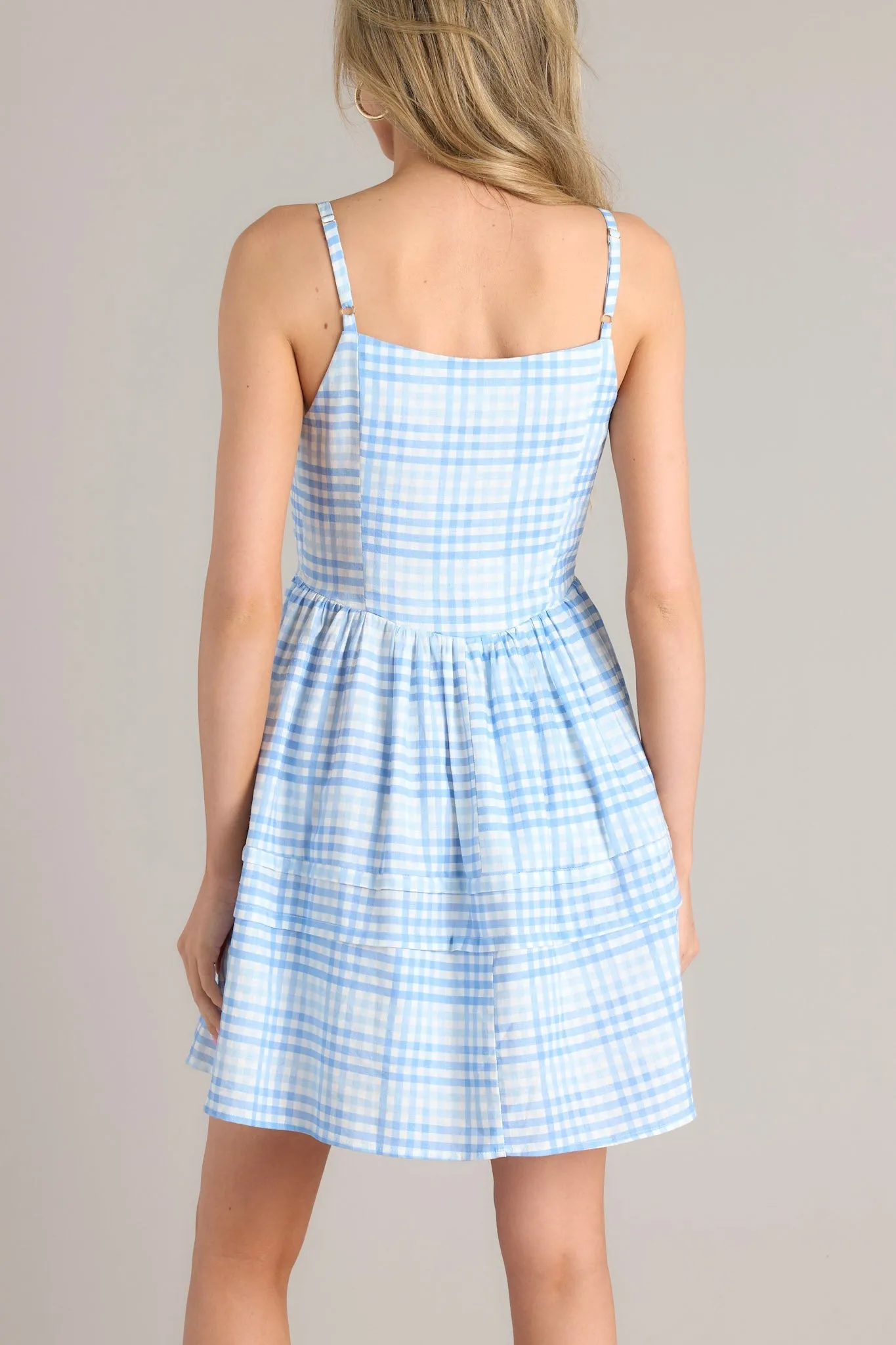 Alive And Free Blue Gingham Romper Dress