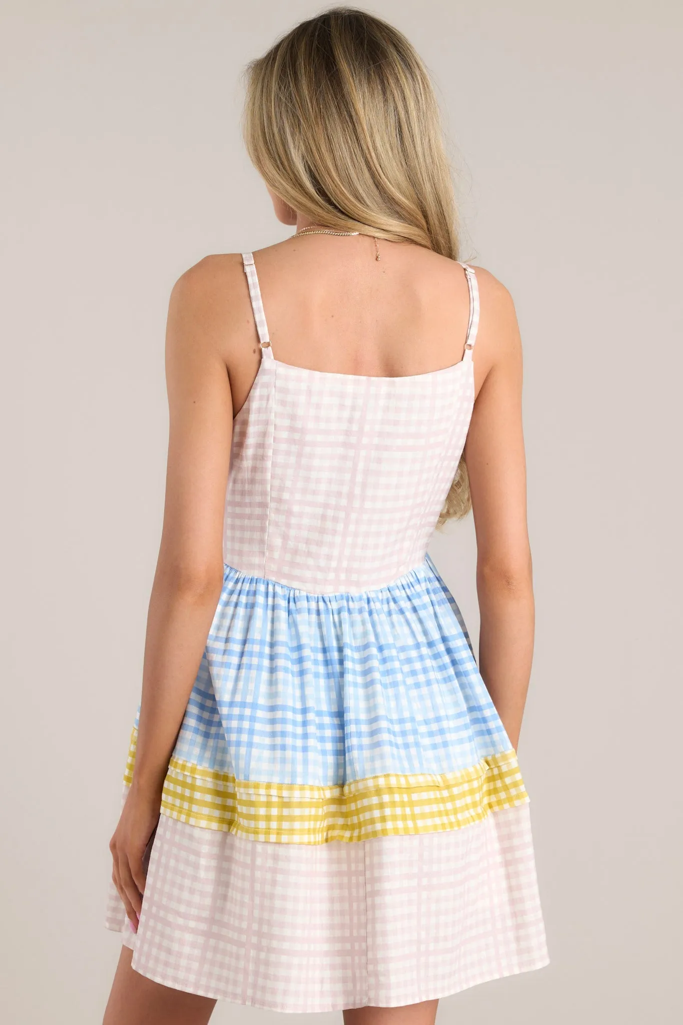 Alive And Free Pink Multi Gingham Romper Dress