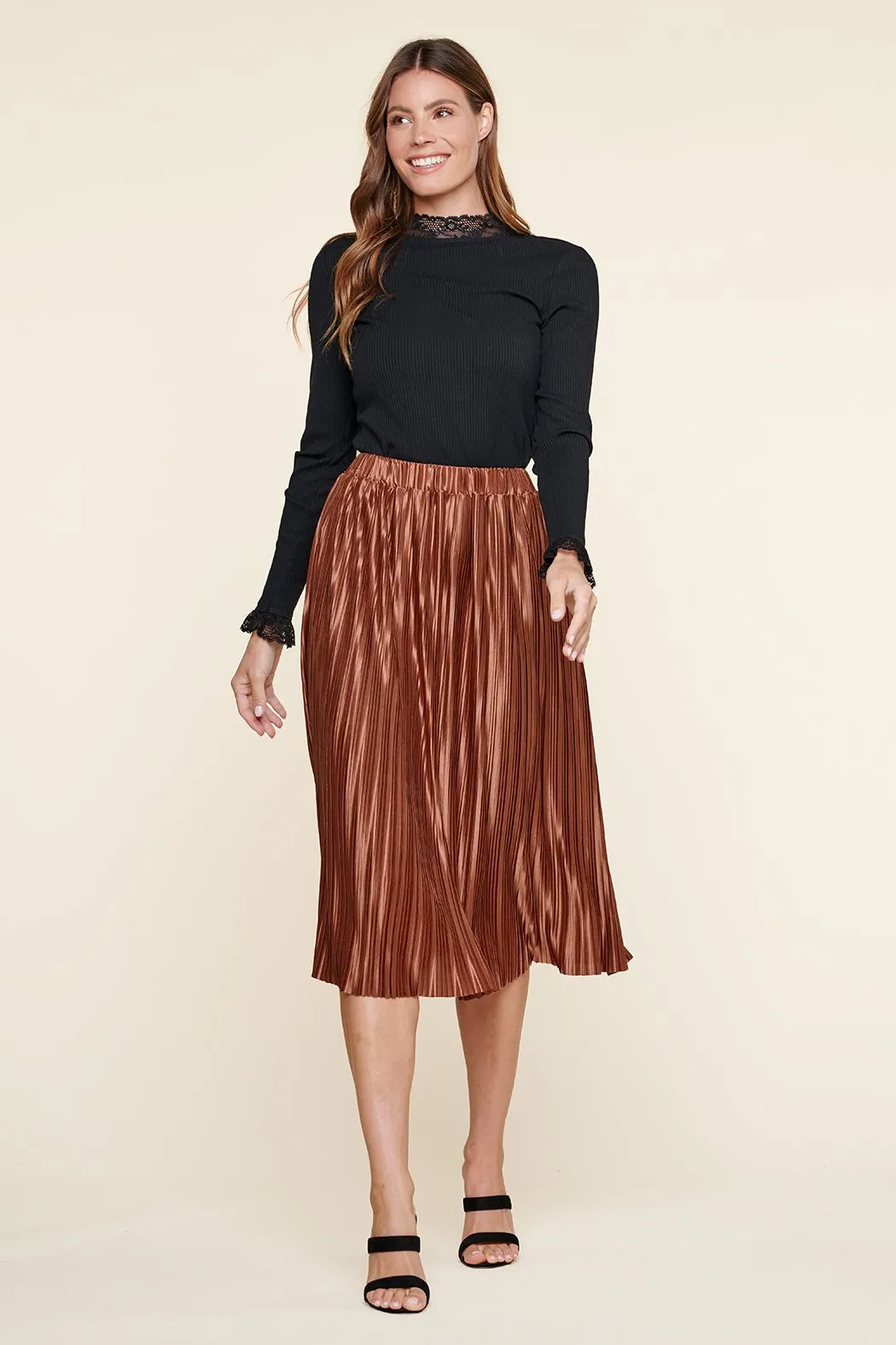 All That Glimmers Pleated Midi Skirt