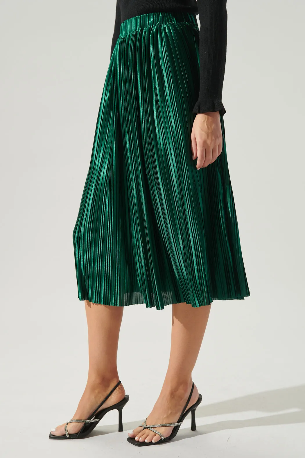 All That Glimmers Pleated Midi Skirt