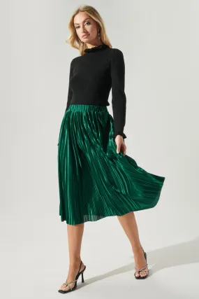 All That Glimmers Pleated Midi Skirt