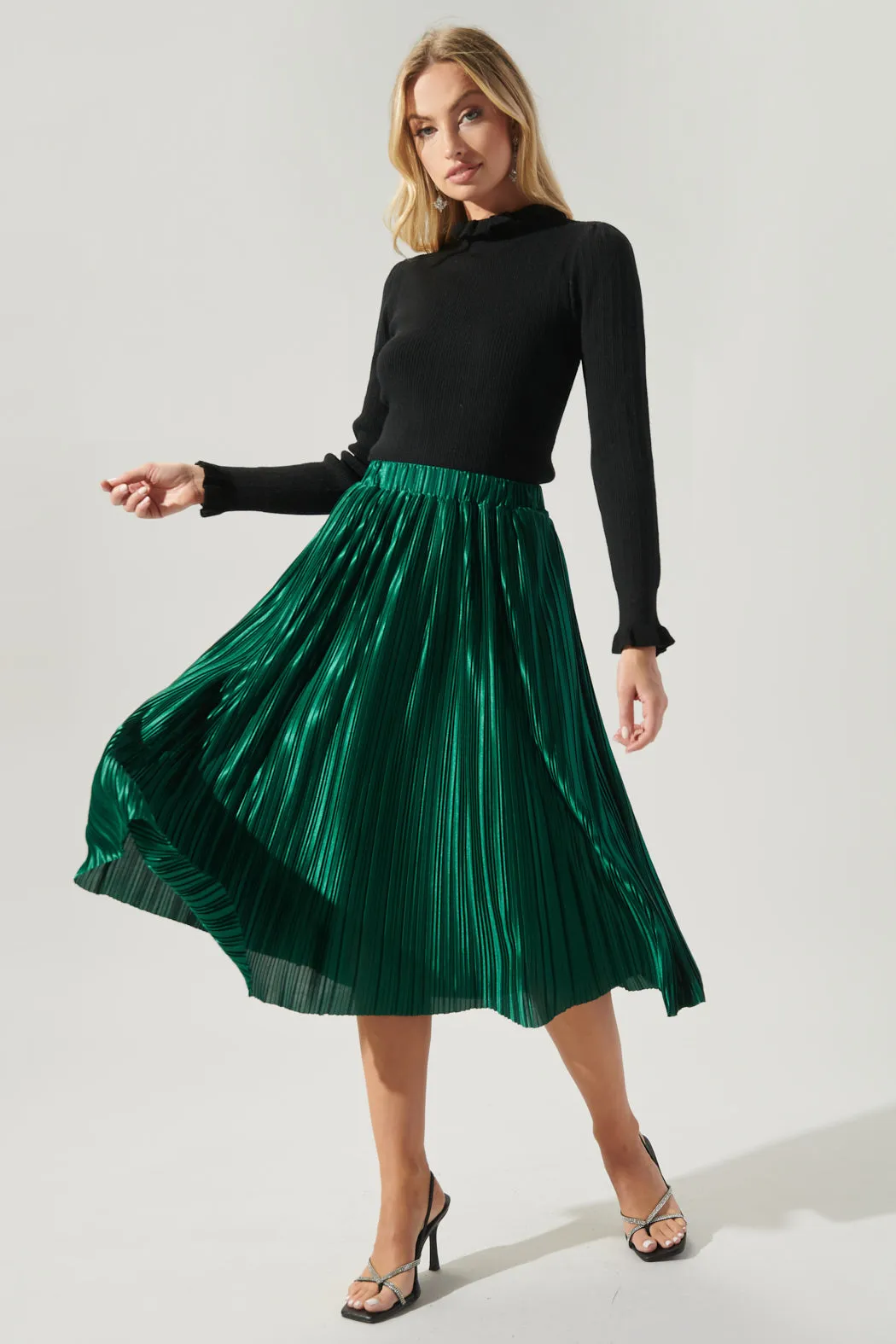 All That Glimmers Pleated Midi Skirt