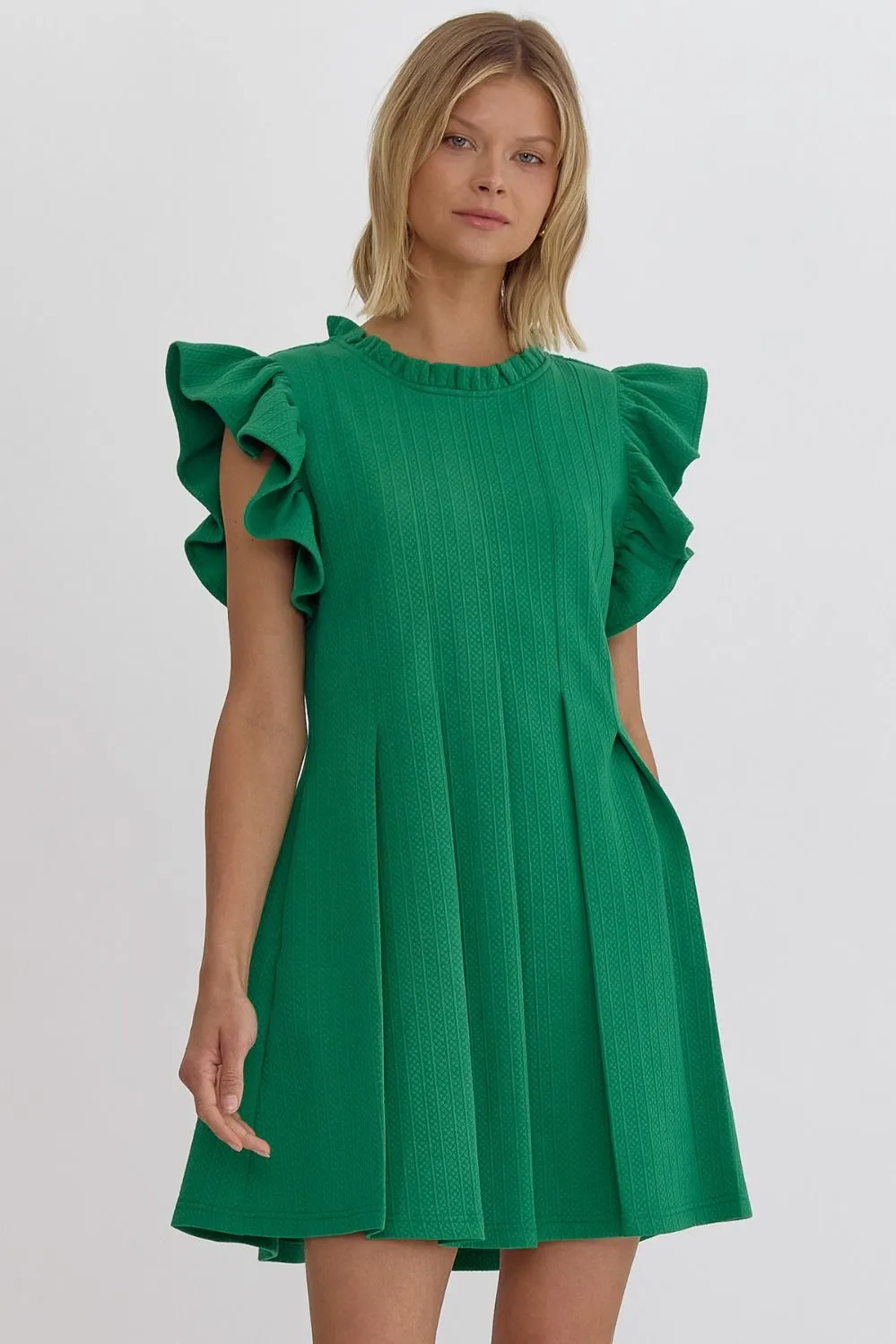 All the Small Things Textured Pleated Dress