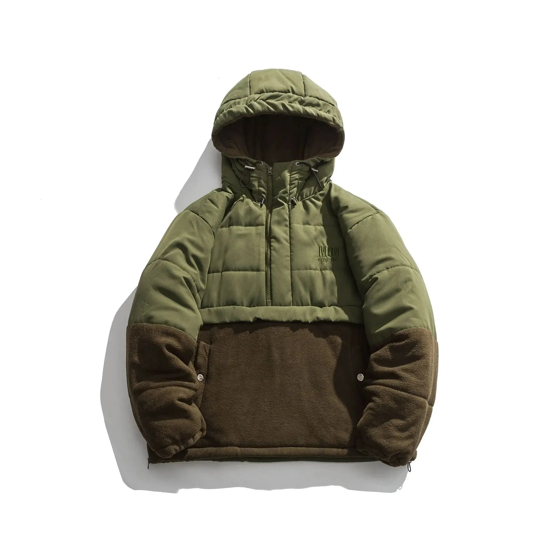 American Fleece Stitching Thickened Hooded Jacket