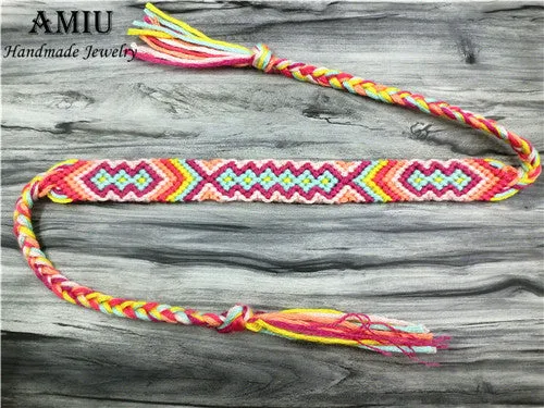 AMIU Friendship Bracelet Woven Rope String Colorful Boho Embroidery Cotton Tassel Dropshipping Bracelets Hippie For Women Men