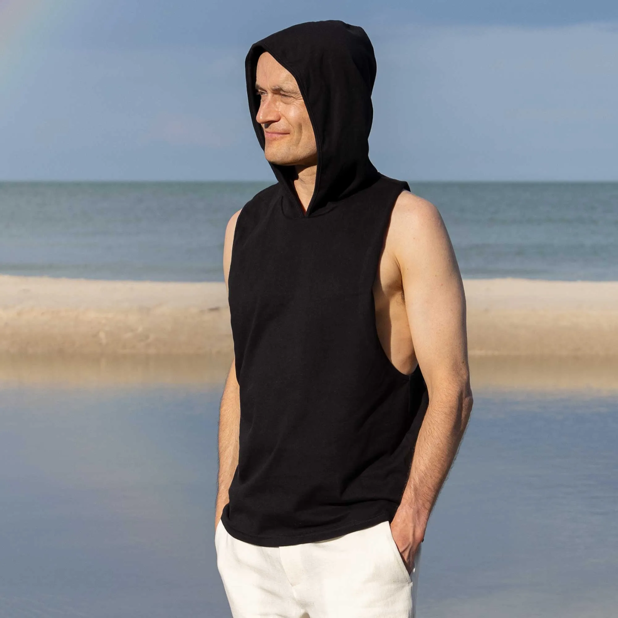 ANDRE 100% Organic Prima Cotton Hoodie Tank Top (OC Thread Option, 100% Biodegradable))