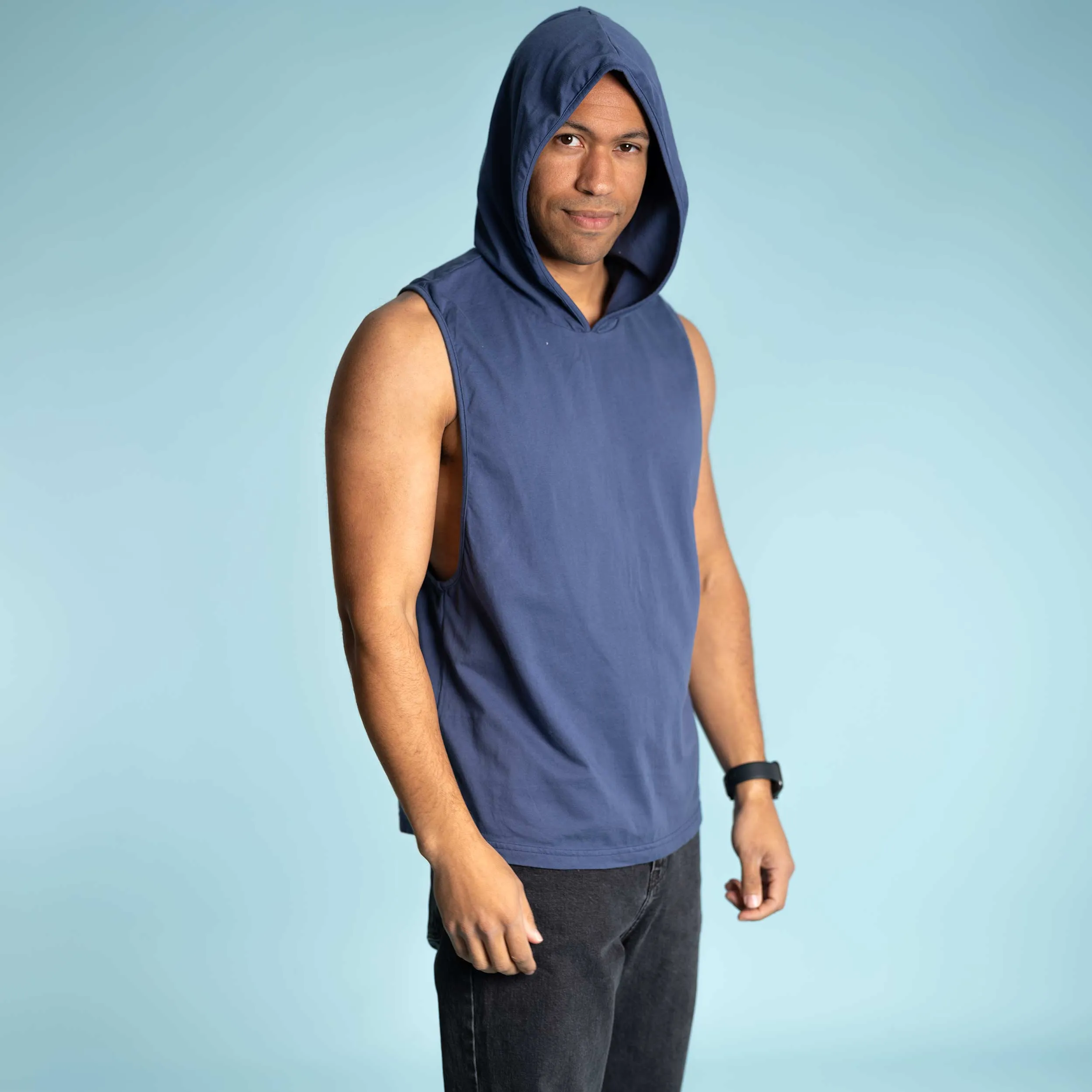 ANDRE 100% Organic Prima Cotton Hoodie Tank Top (OC Thread Option, 100% Biodegradable))