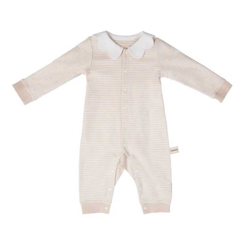 ANNIEWIN Baby Organic Cotton Peter Pan Collar Baby Romper