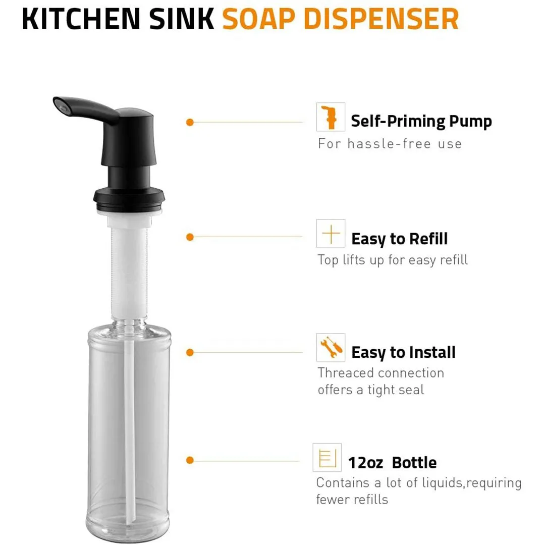 APPASO 17-Ounce Kitchen Dish Soap Dispenser Large Capacity Matte Black 038MB