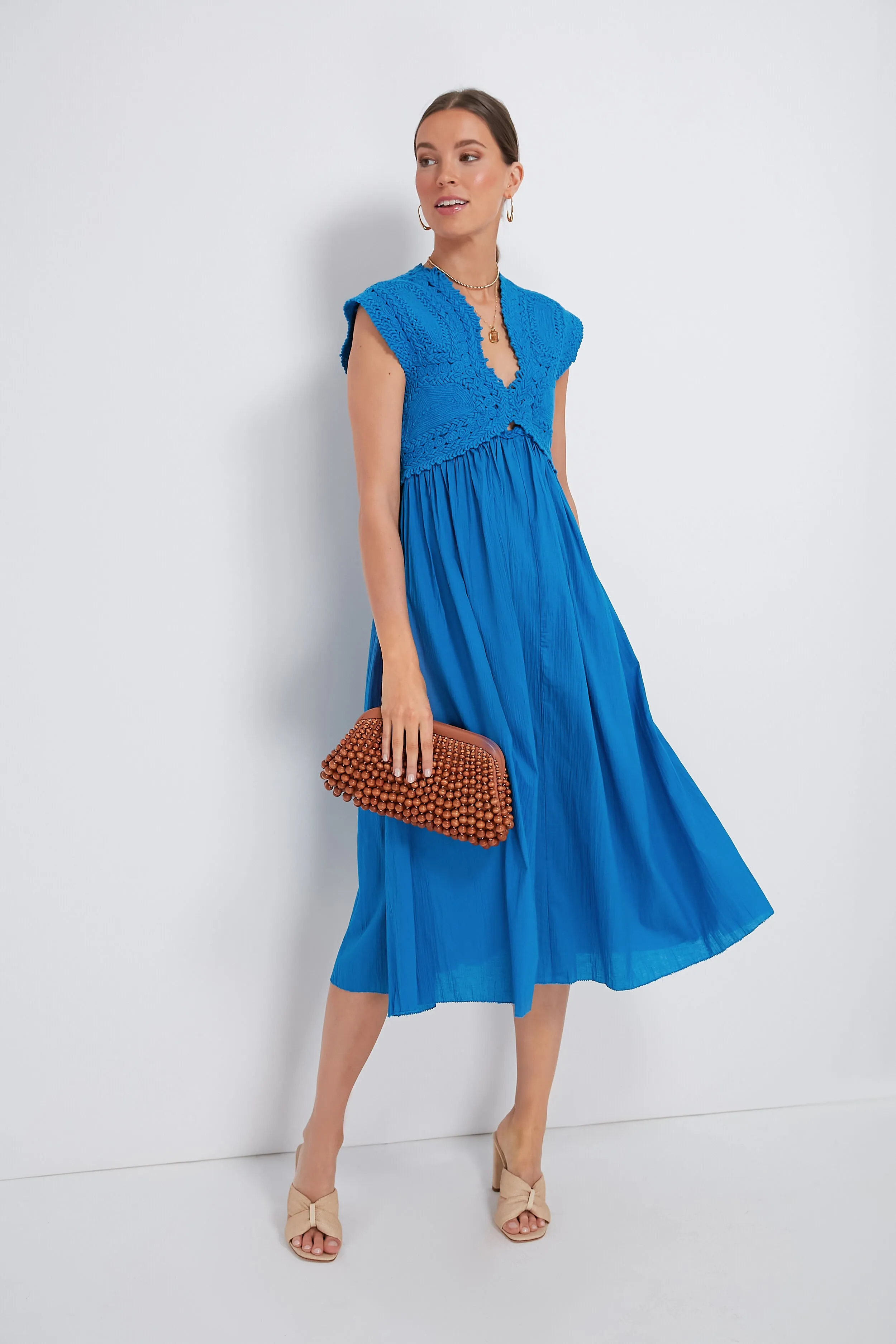 Aqua Camila Pleating Short Sleeve Dress