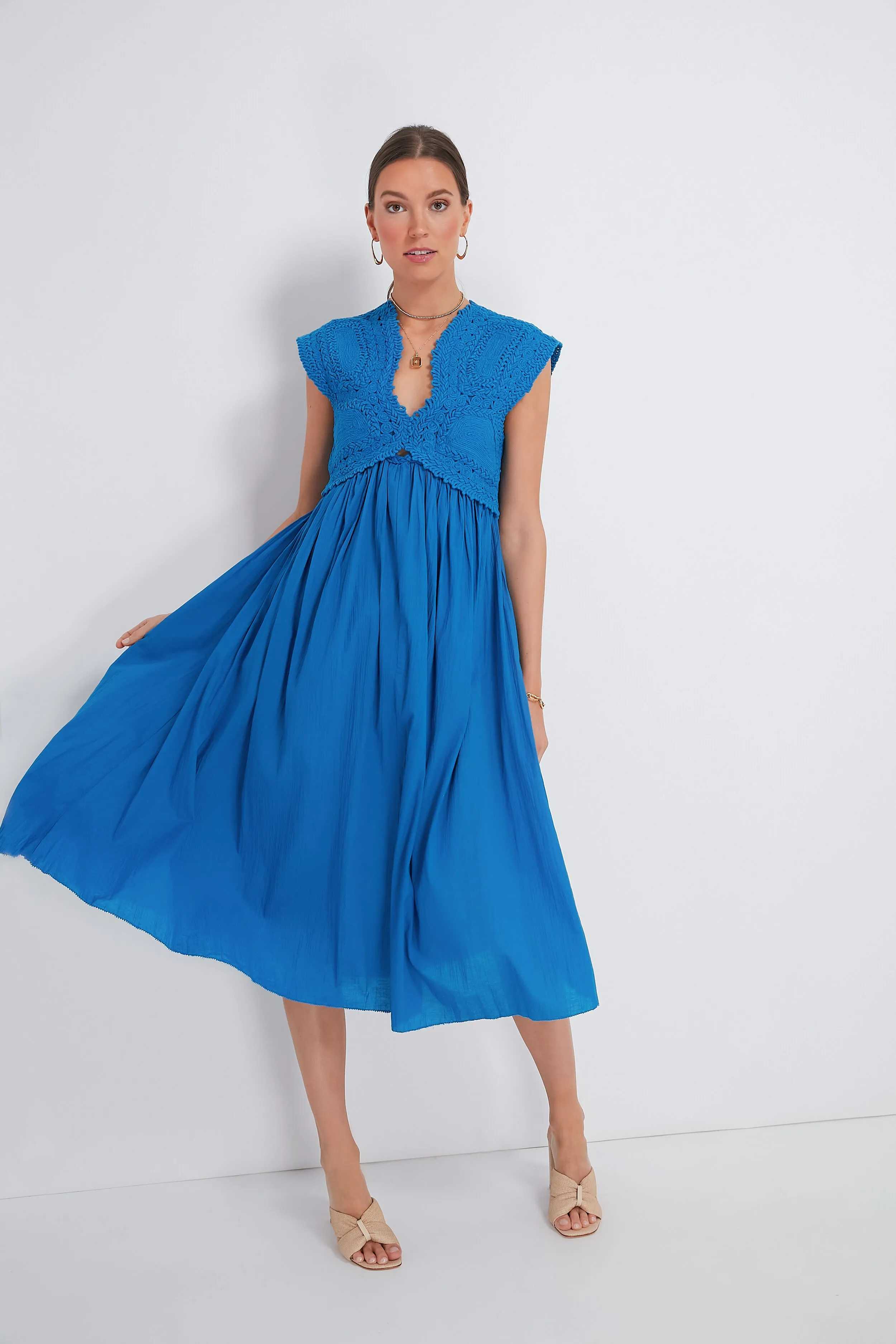 Aqua Camila Pleating Short Sleeve Dress