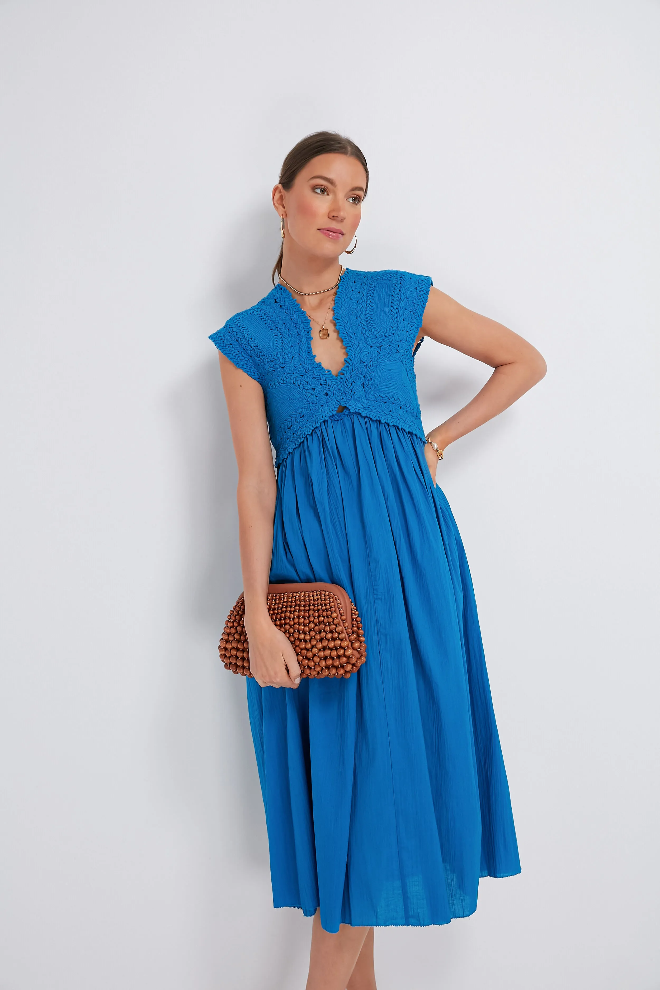 Aqua Camila Pleating Short Sleeve Dress