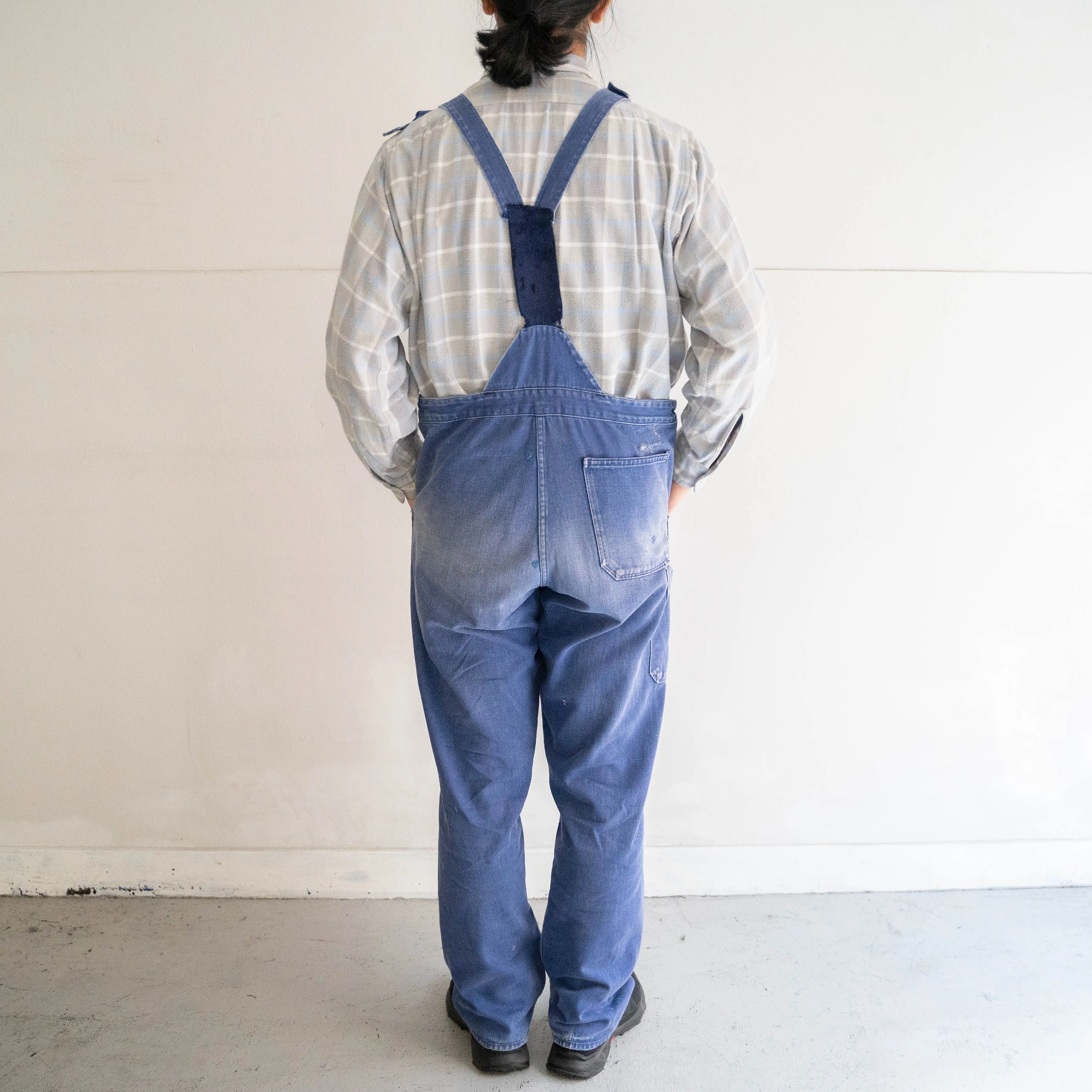 around 1970s Germany cotton twill × denim overall 'good fade & patches'