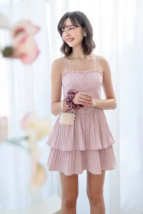 BEVELYN PLEATED MINI DRESS IN PINK