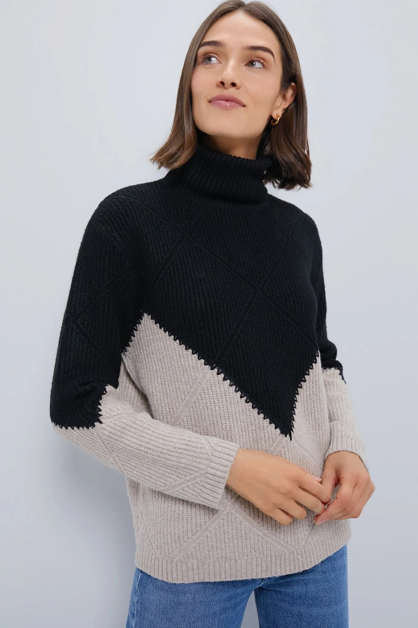 Black & Tan Diamond Demi Turtleneck