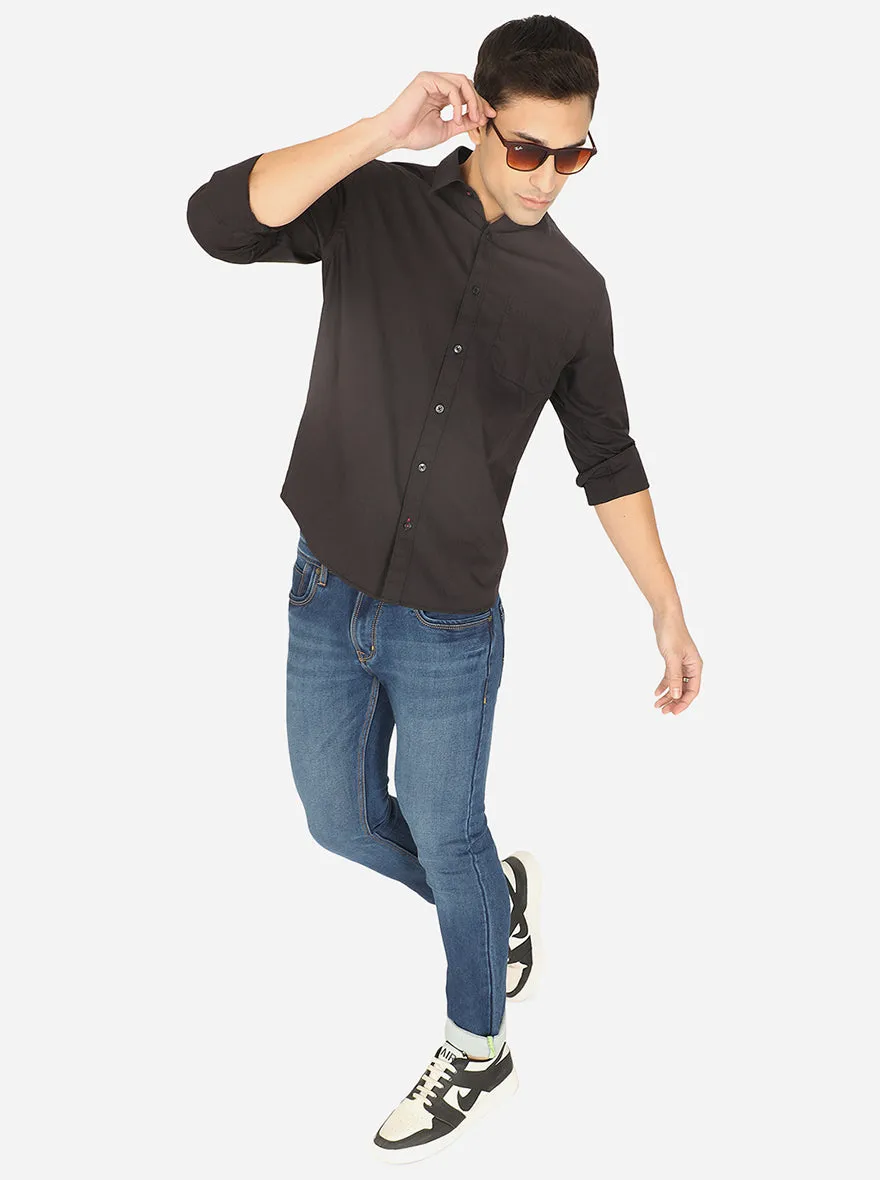 Black Solid Classic Fit Casual Shirt | Greenfibre