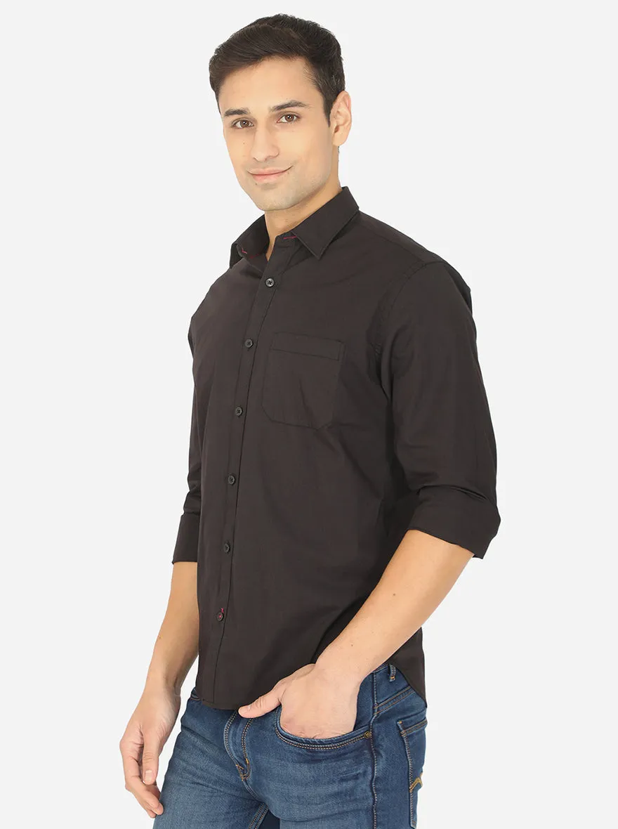 Black Solid Classic Fit Casual Shirt | Greenfibre