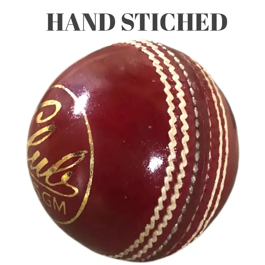 Bratla Club Cricket Ball Red Leather Hard Ball for Junior & Senior Pack of 6