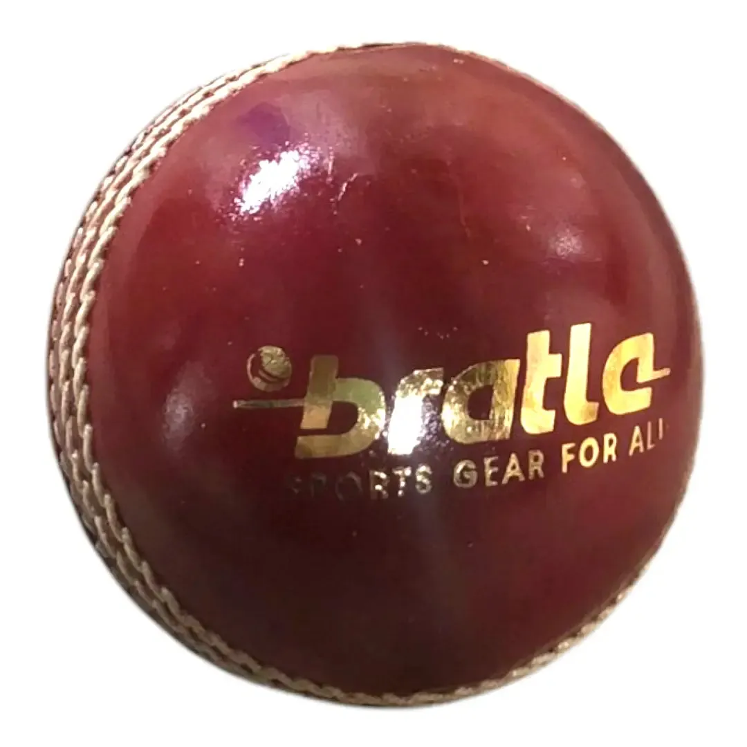 Bratla Club Cricket Ball Red Leather Hard Ball for Junior & Senior Pack of 6