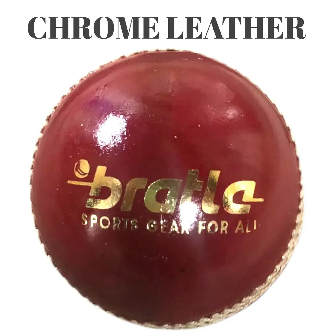 Bratla Club Cricket Ball Red Leather Hard Ball for Junior & Senior Pack of 6