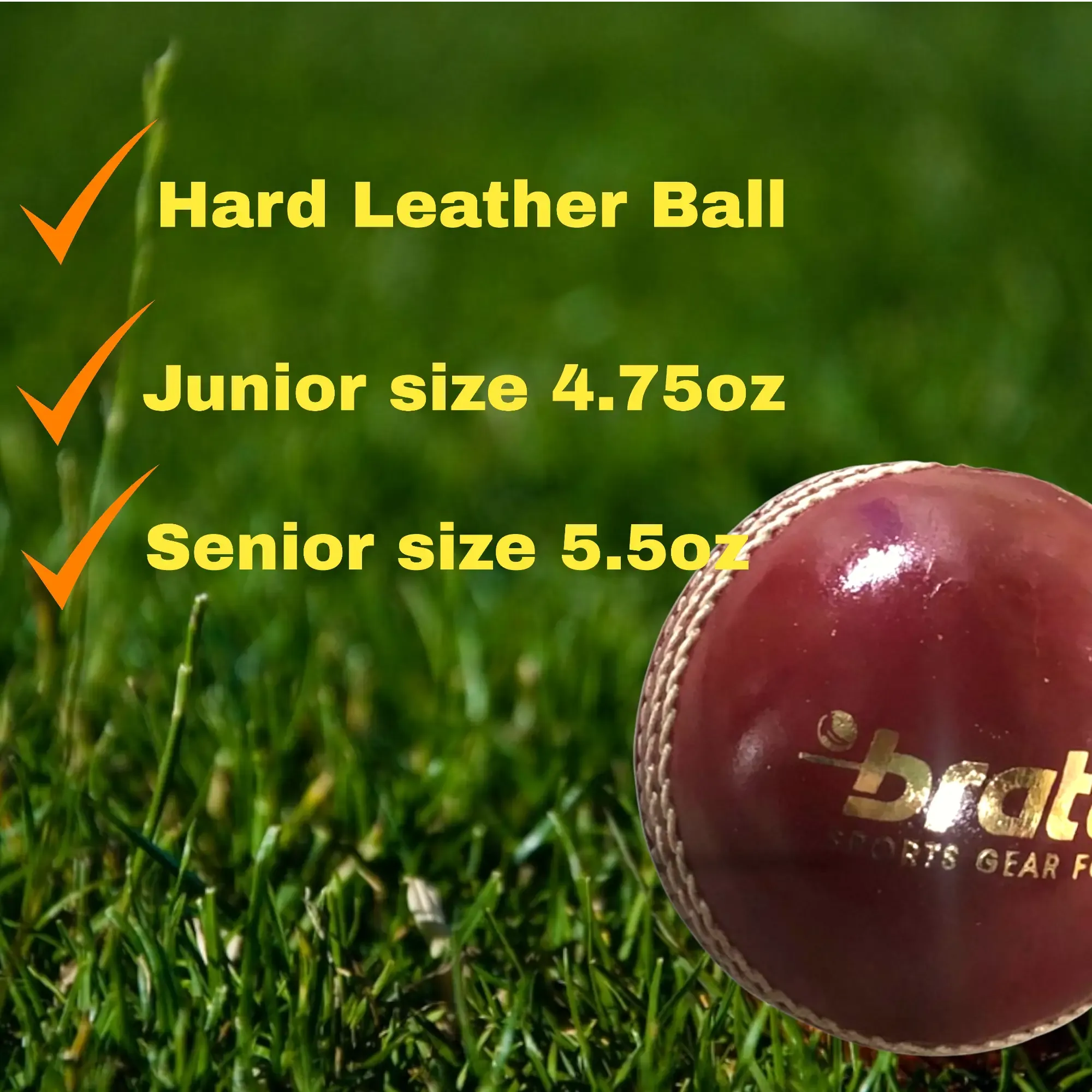 Bratla Club Cricket Ball Red Leather Hard Ball for Junior & Senior Pack of 6