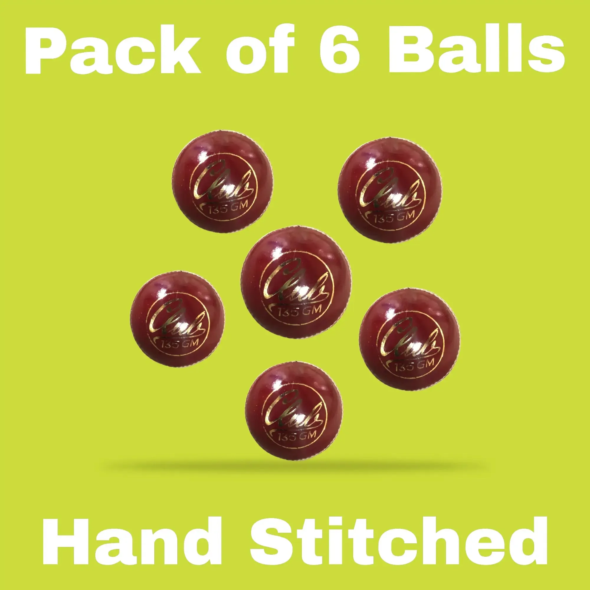 Bratla Club Cricket Ball Red Leather Hard Ball for Junior & Senior Pack of 6