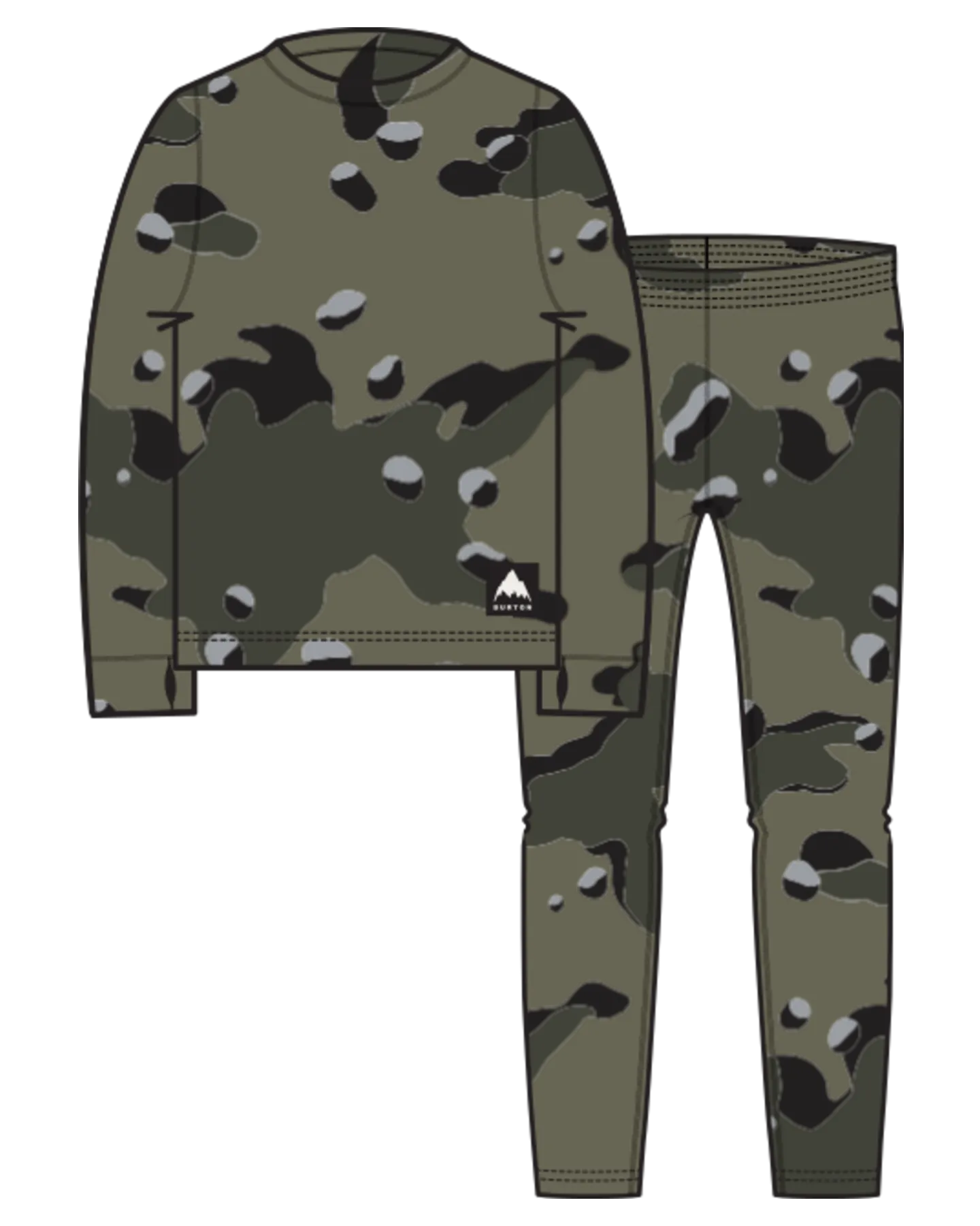 Burton Kids' Fleece Base Layer Set - Forest Moss Cookie Camo