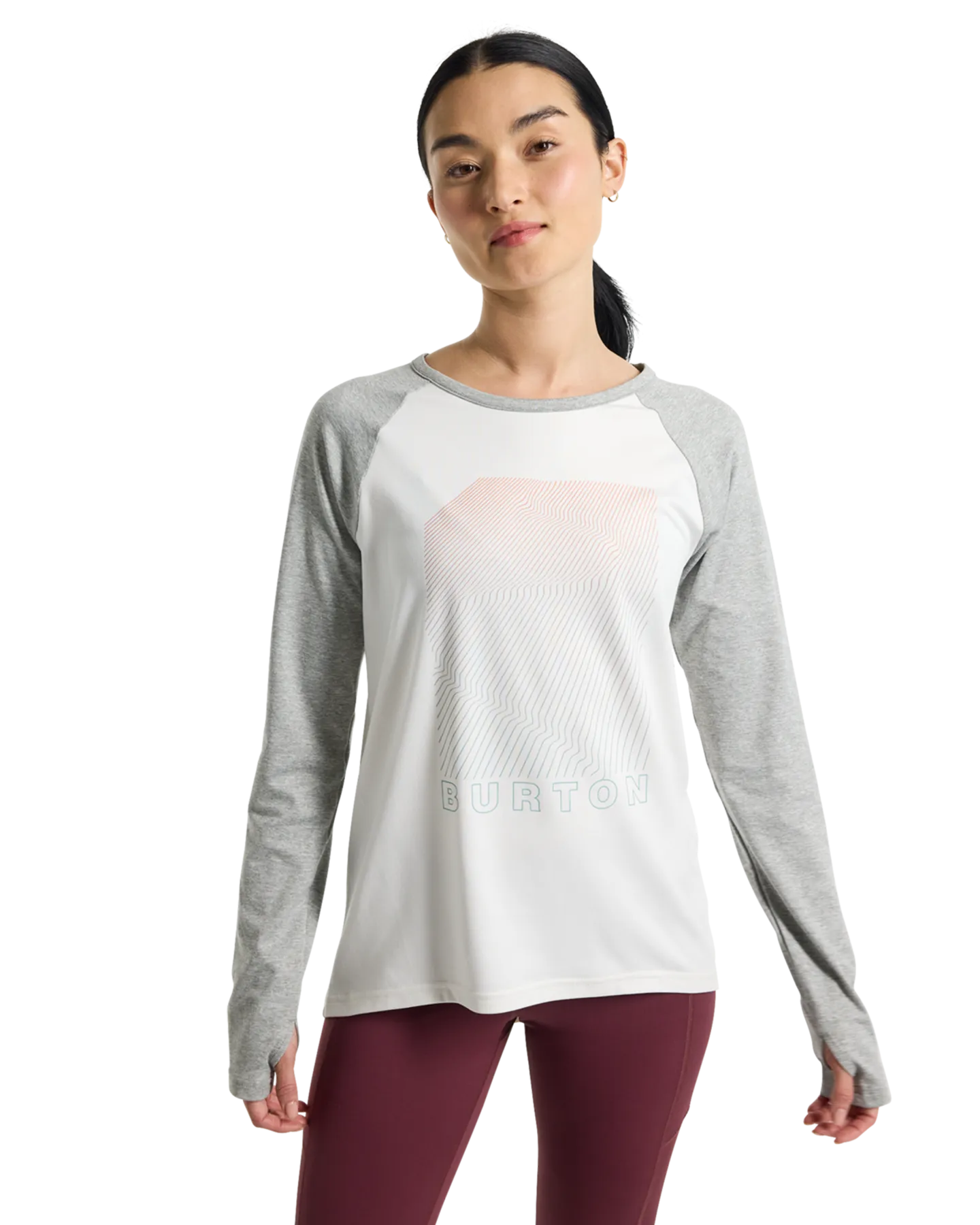 Burton Women's Burton Roadie Base Layer Tech T-Shirt - Stout White/Gray Heather