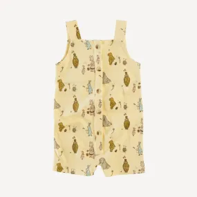 button overall shortie | pooh   friends | organic cotton jersey