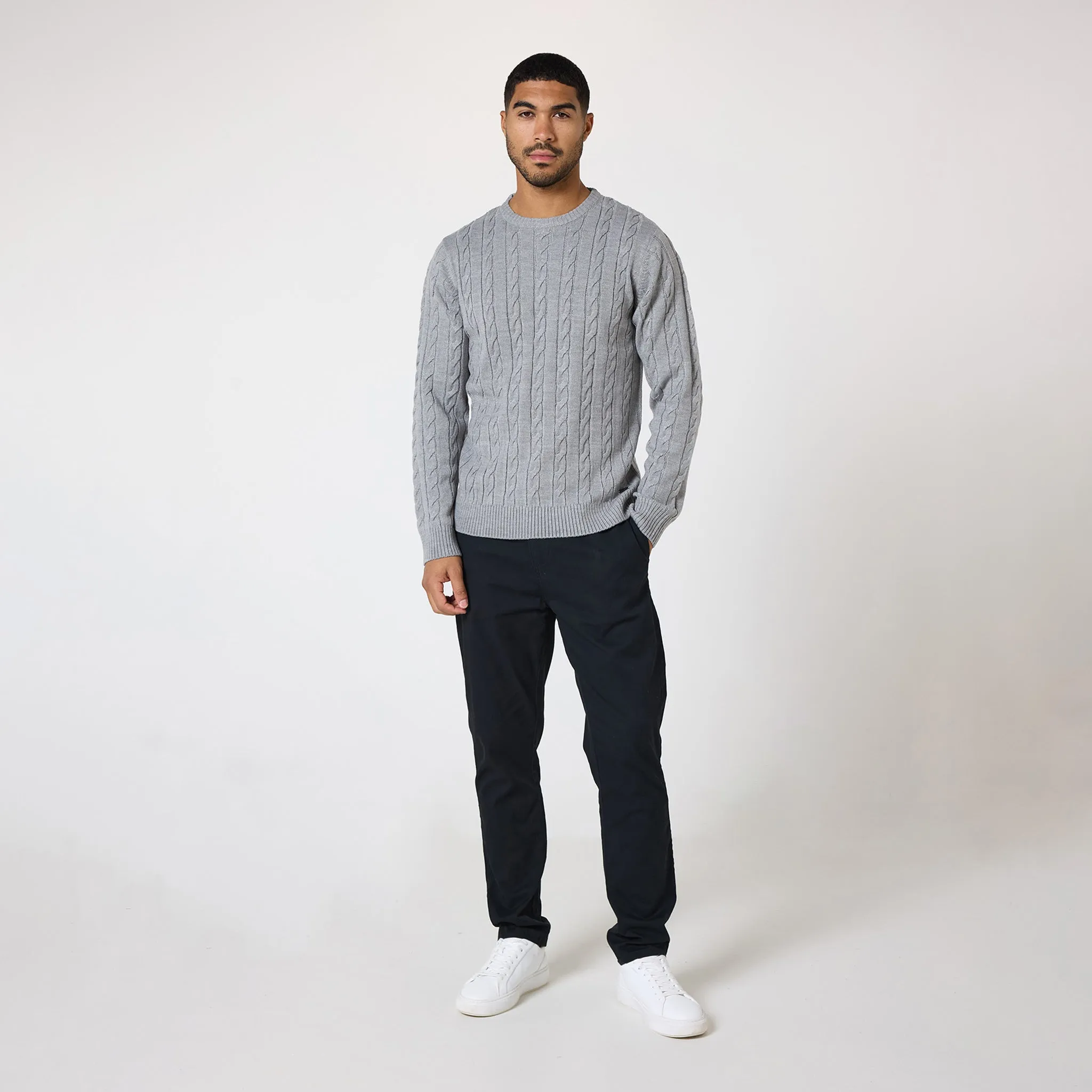 Cable Knit Jumper | Grey Marl