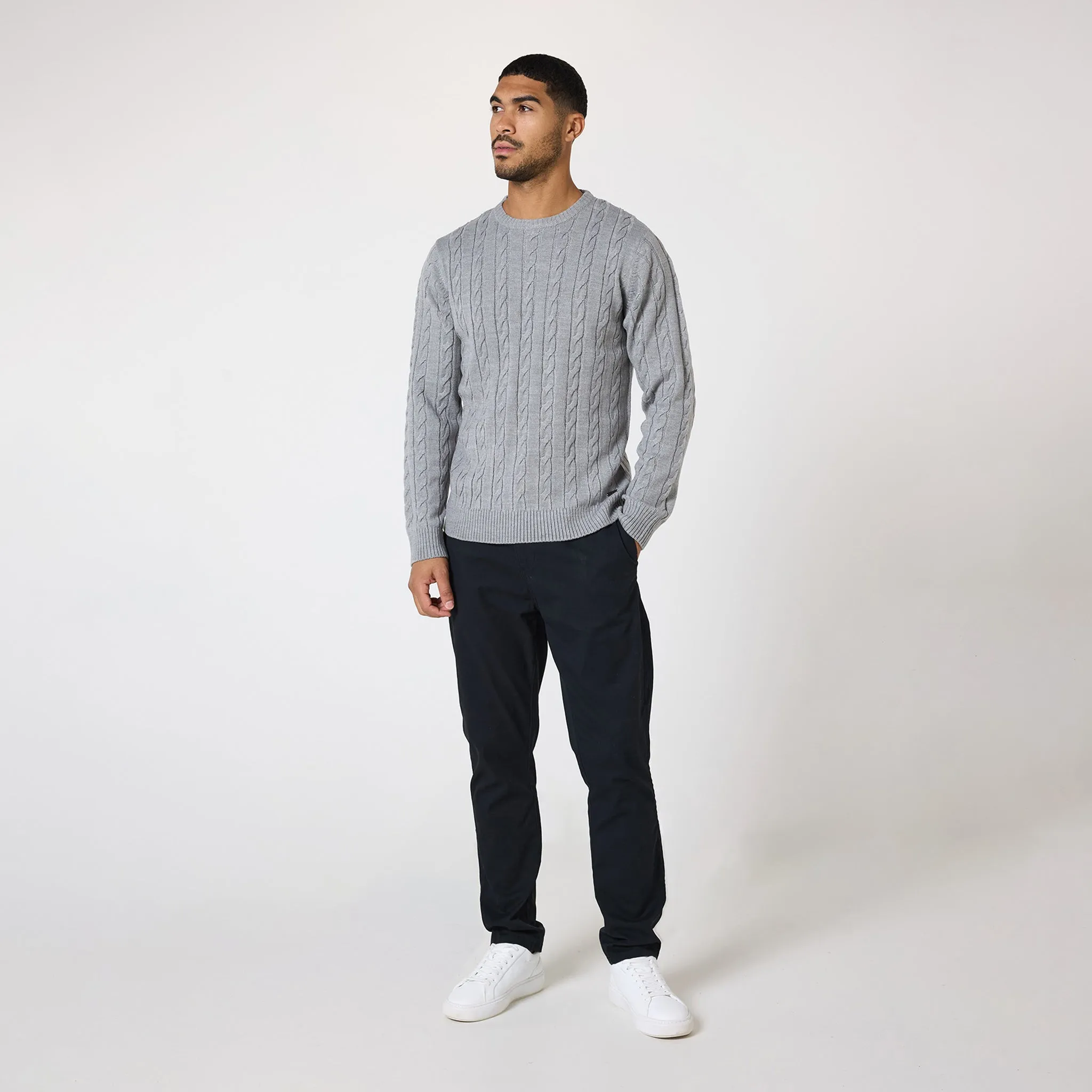 Cable Knit Jumper | Grey Marl