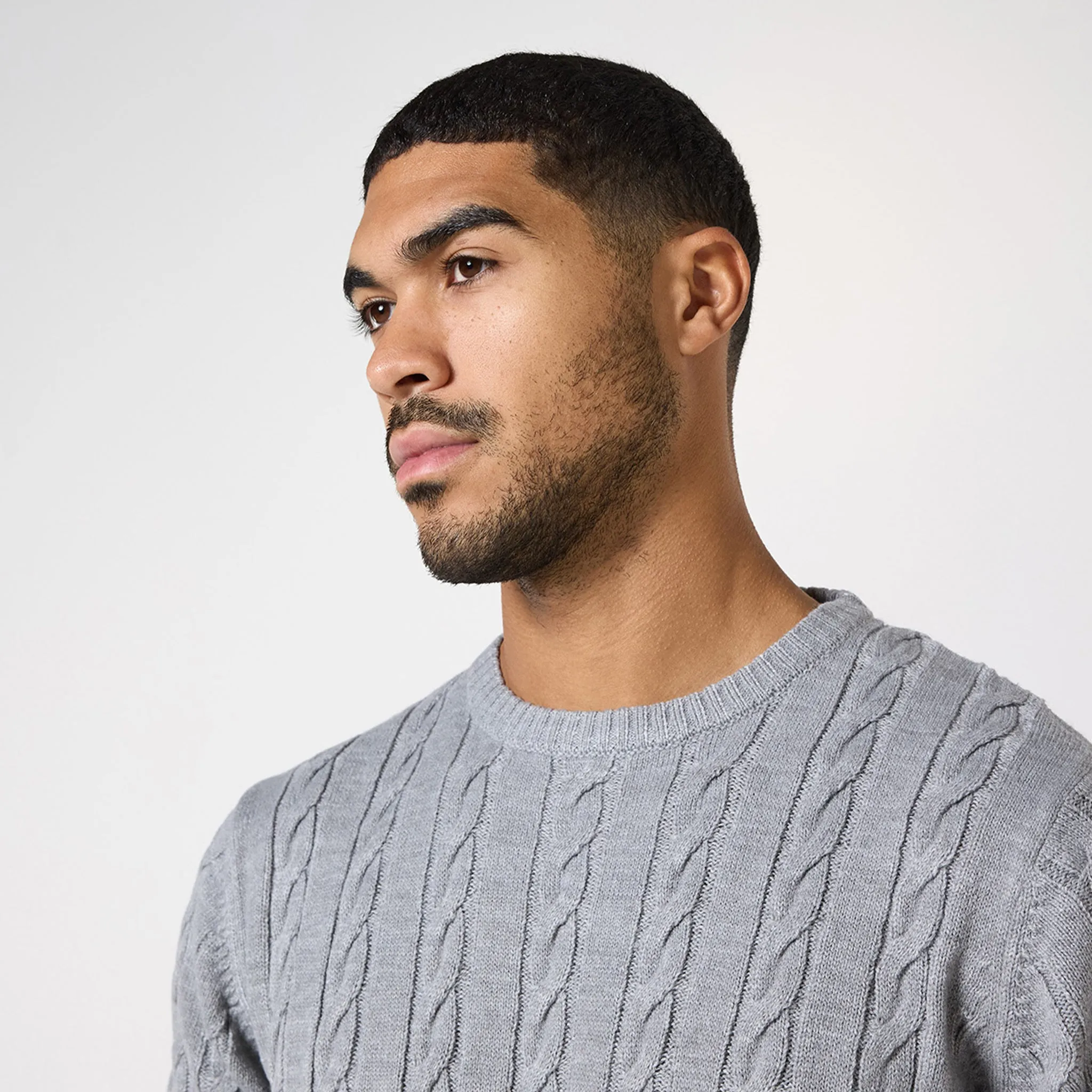 Cable Knit Jumper | Grey Marl