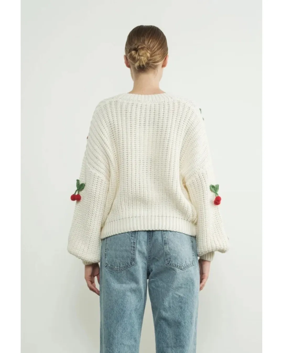 Cherry Chunky Knit Sweater Off White