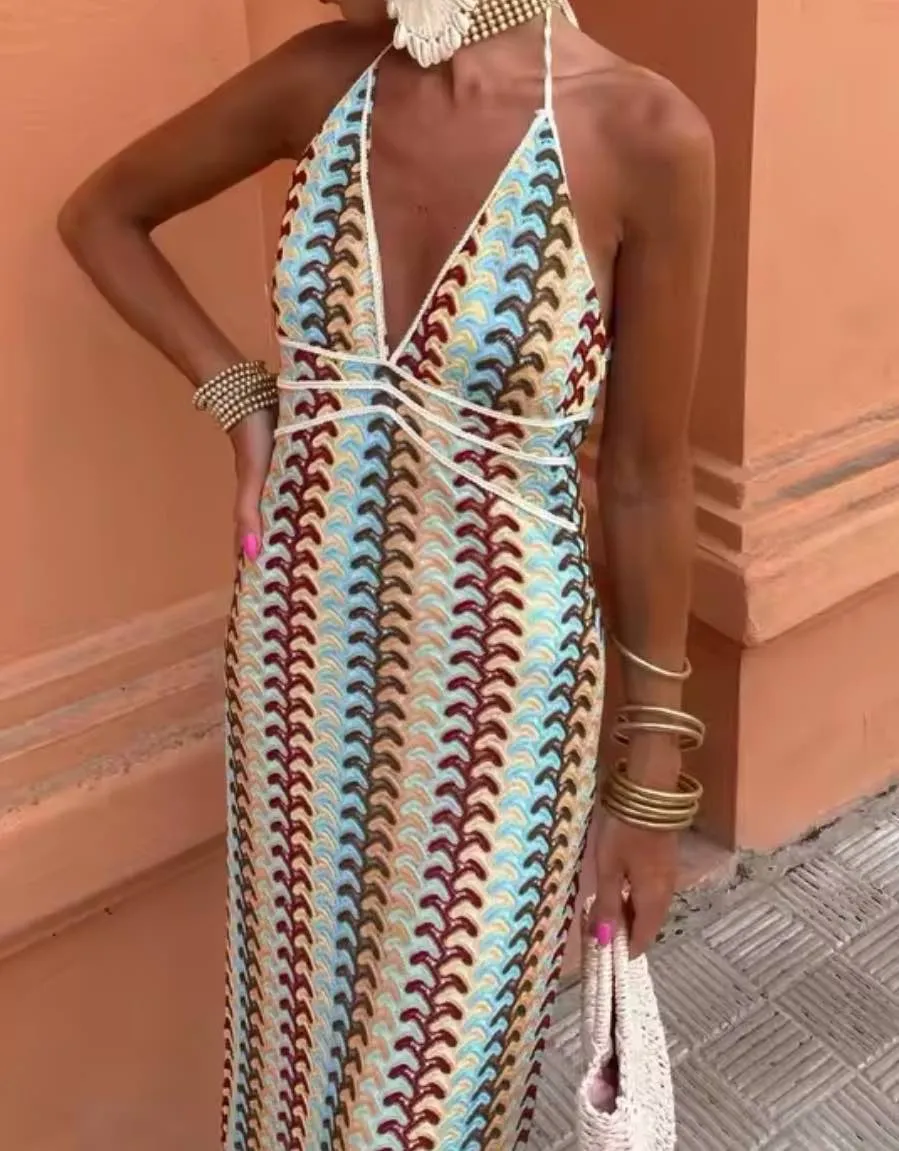 Colorful Crochet Long Dress