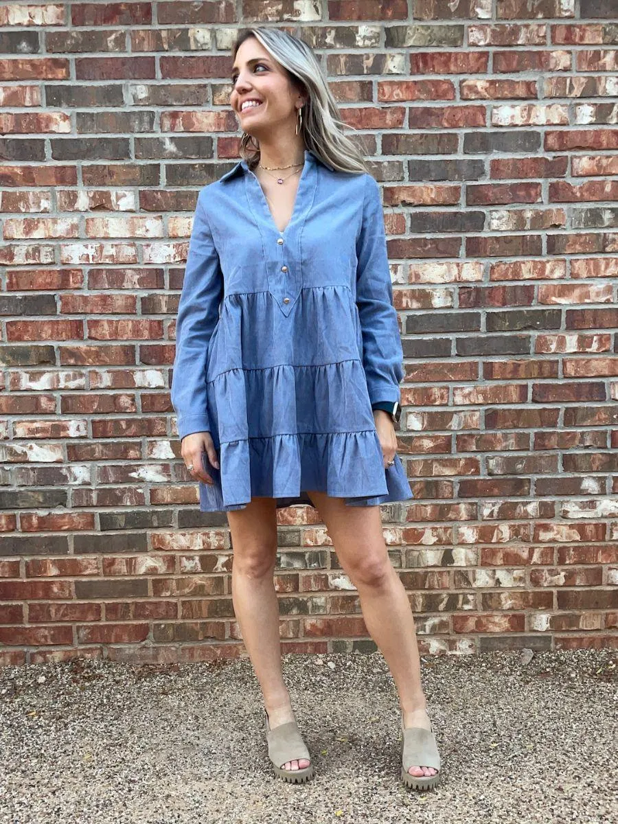 Corduroy for the Win Tiered Babydoll Dress