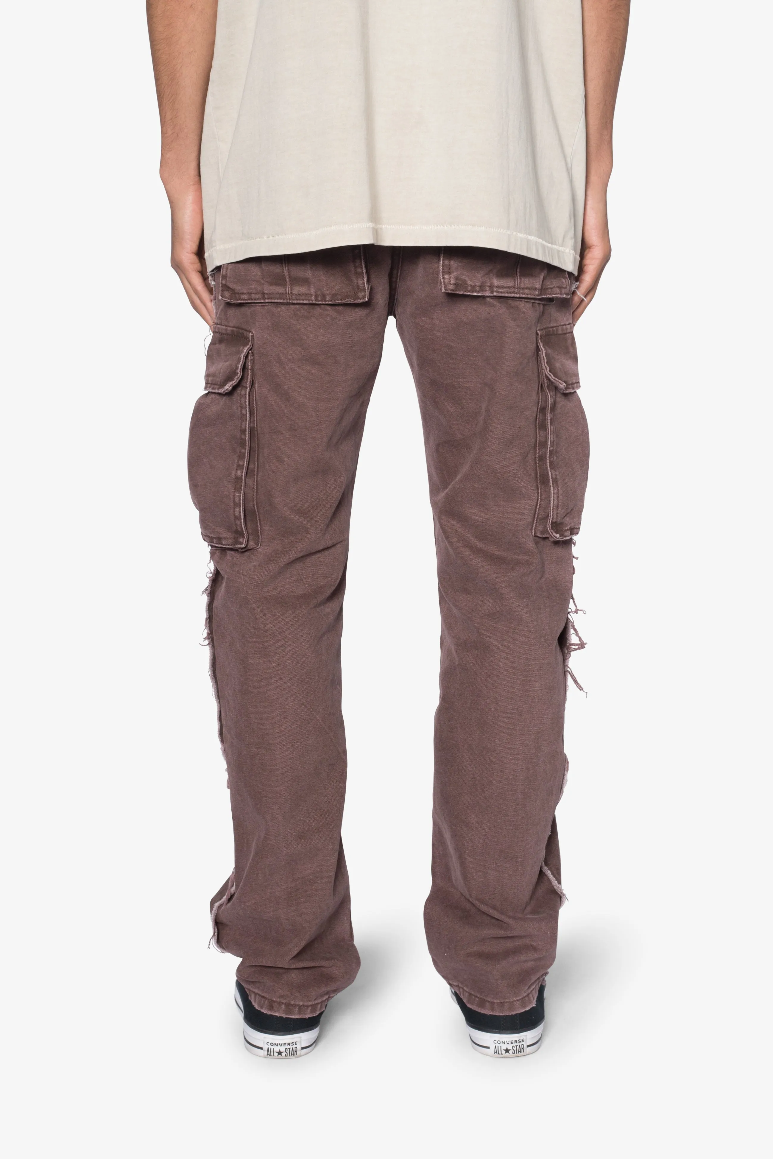 D653 Inside Out Canvas Cargo Pants - Brown