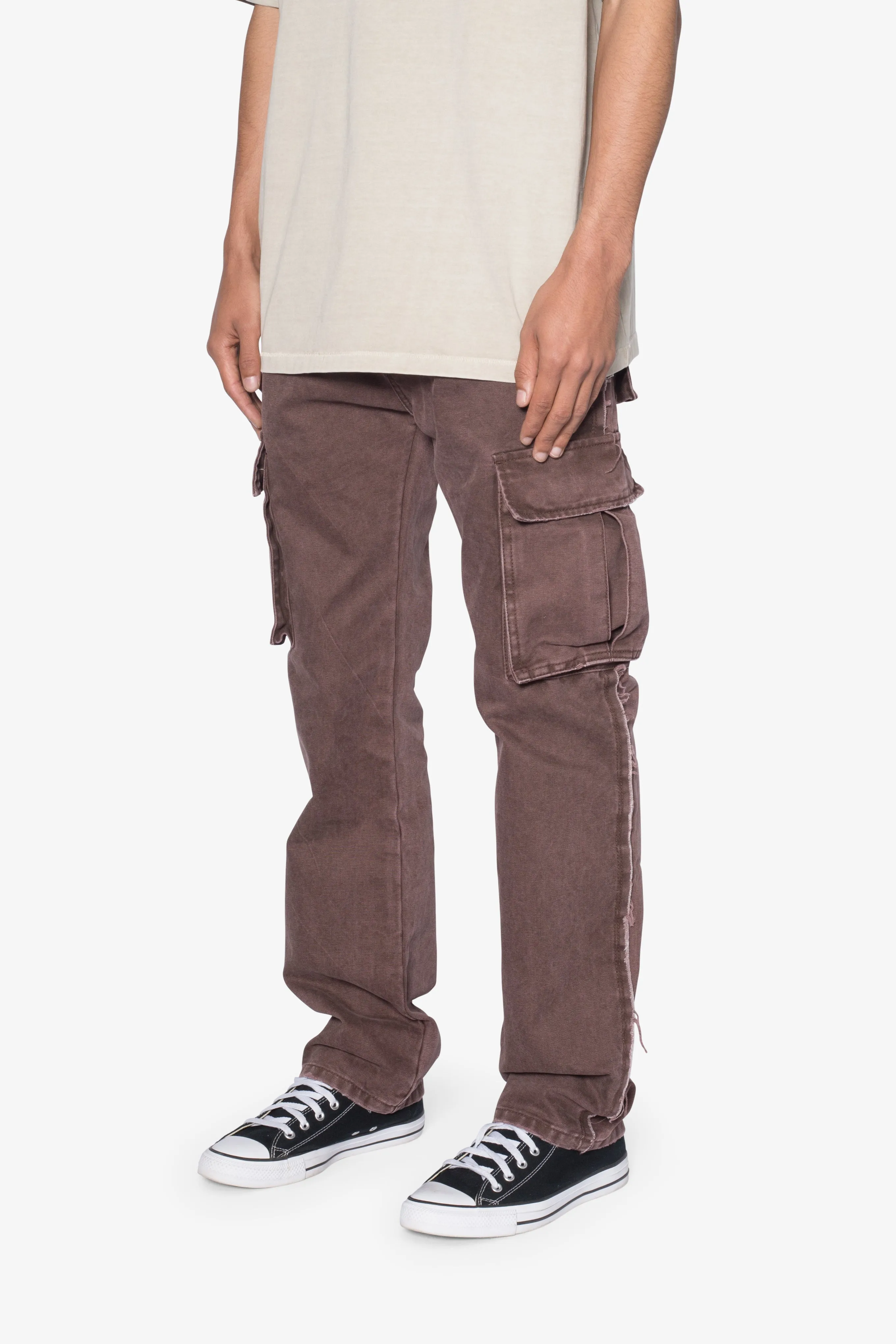 D653 Inside Out Canvas Cargo Pants - Brown