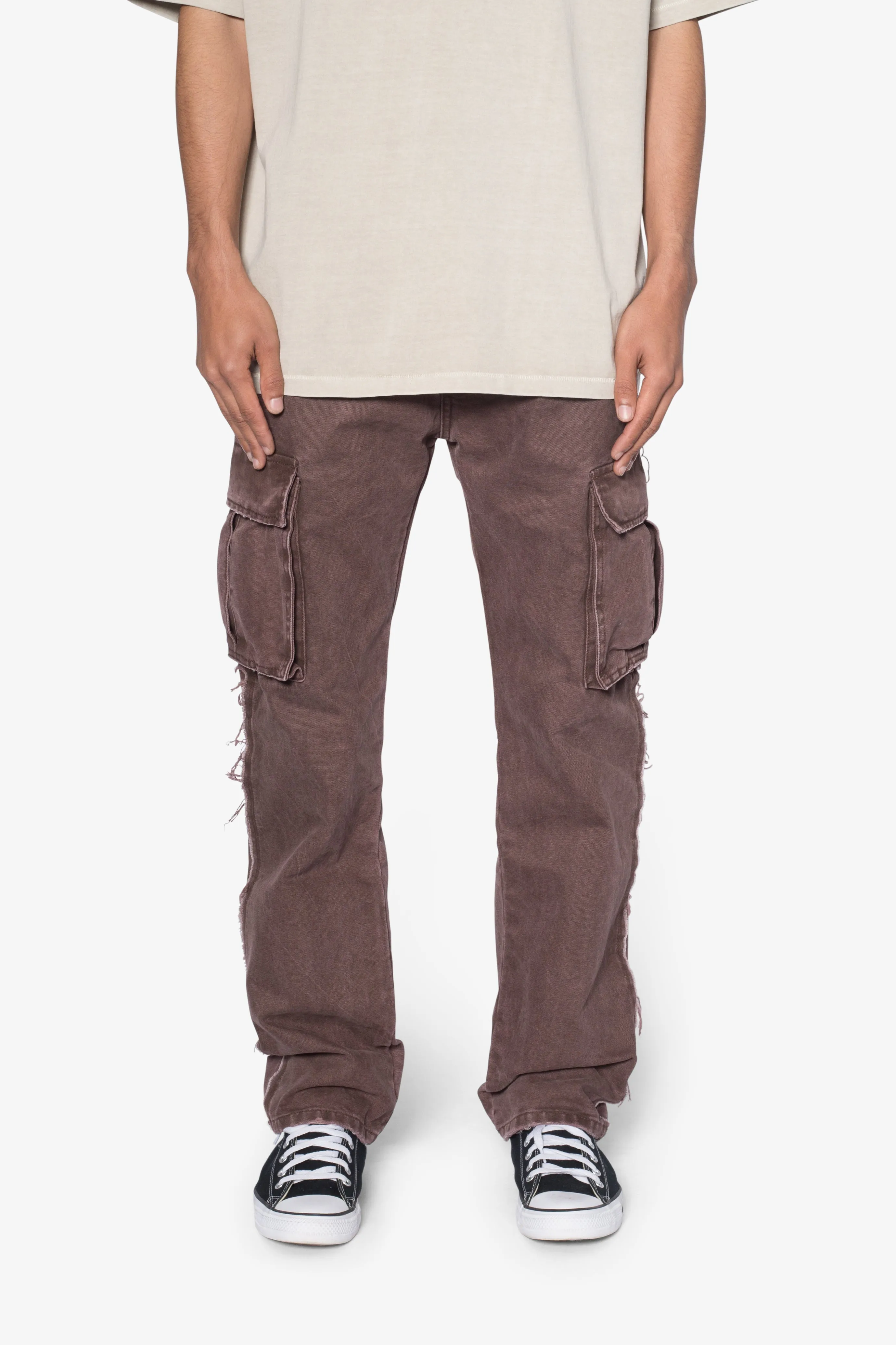 D653 Inside Out Canvas Cargo Pants - Brown