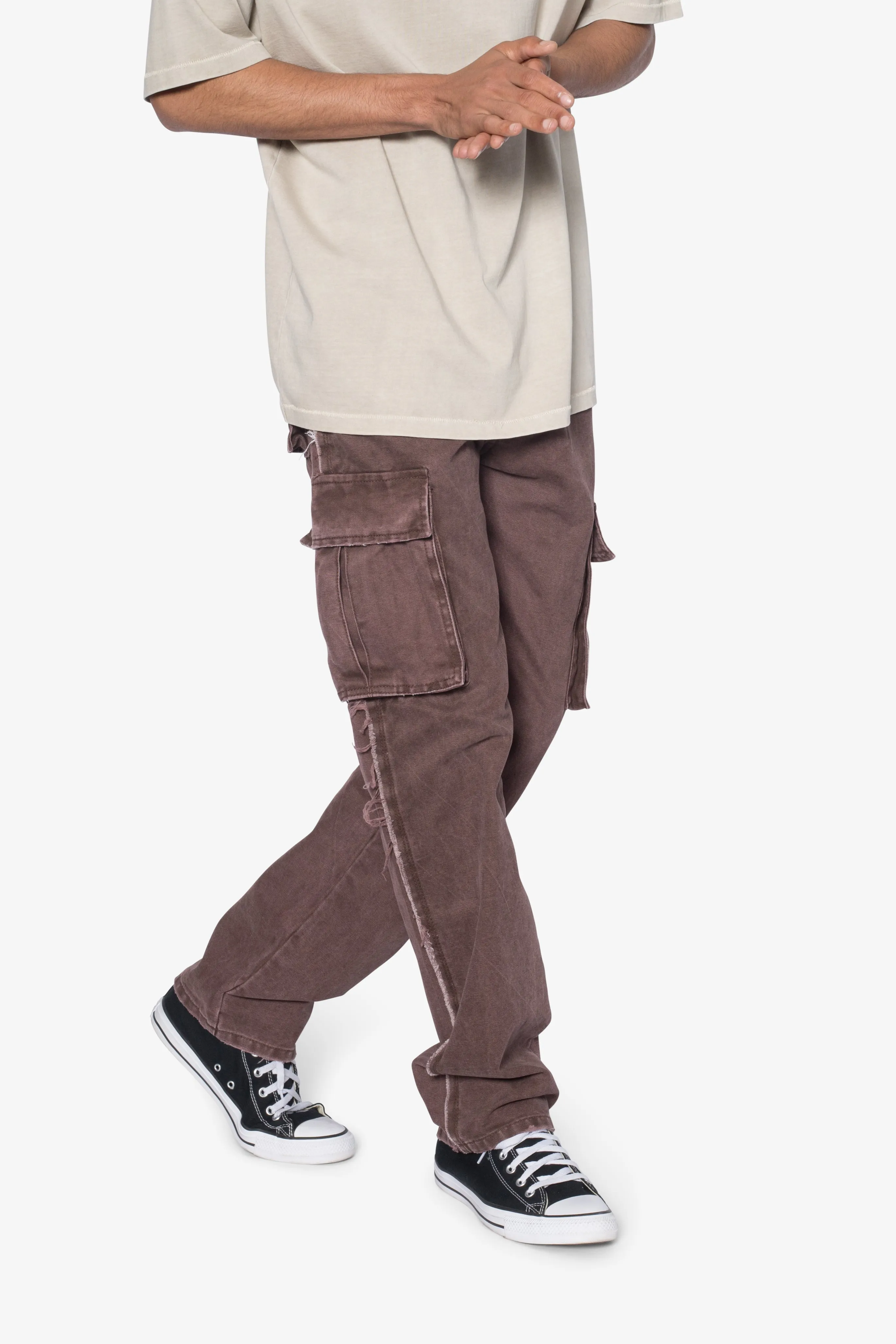 D653 Inside Out Canvas Cargo Pants - Brown