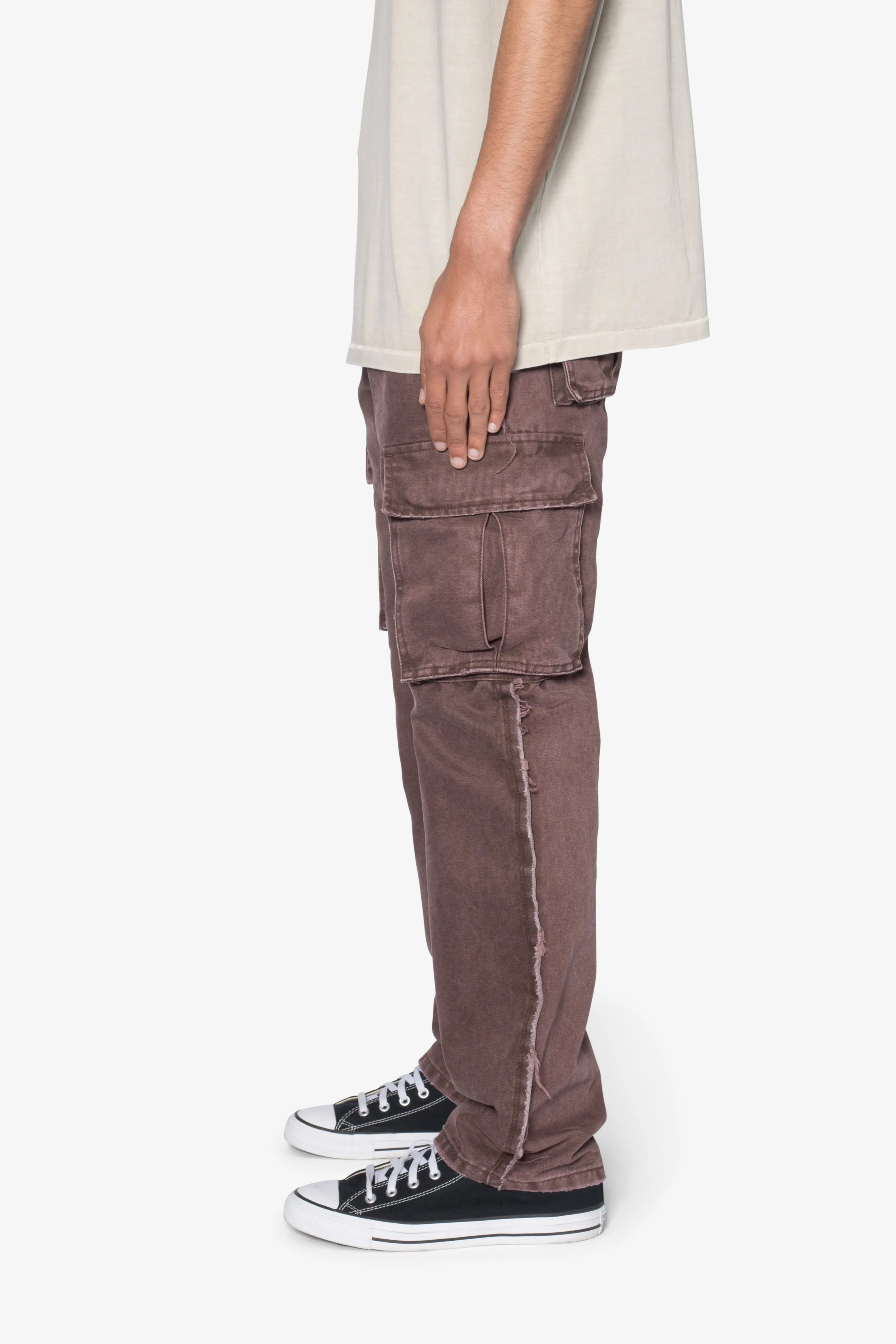 D653 Inside Out Canvas Cargo Pants - Brown