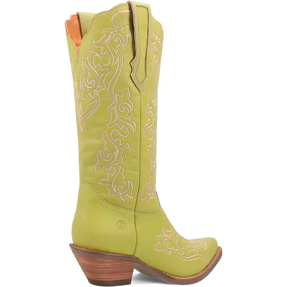 Dingo's Flirty N' Fun Green Almond Toe Leather Boots